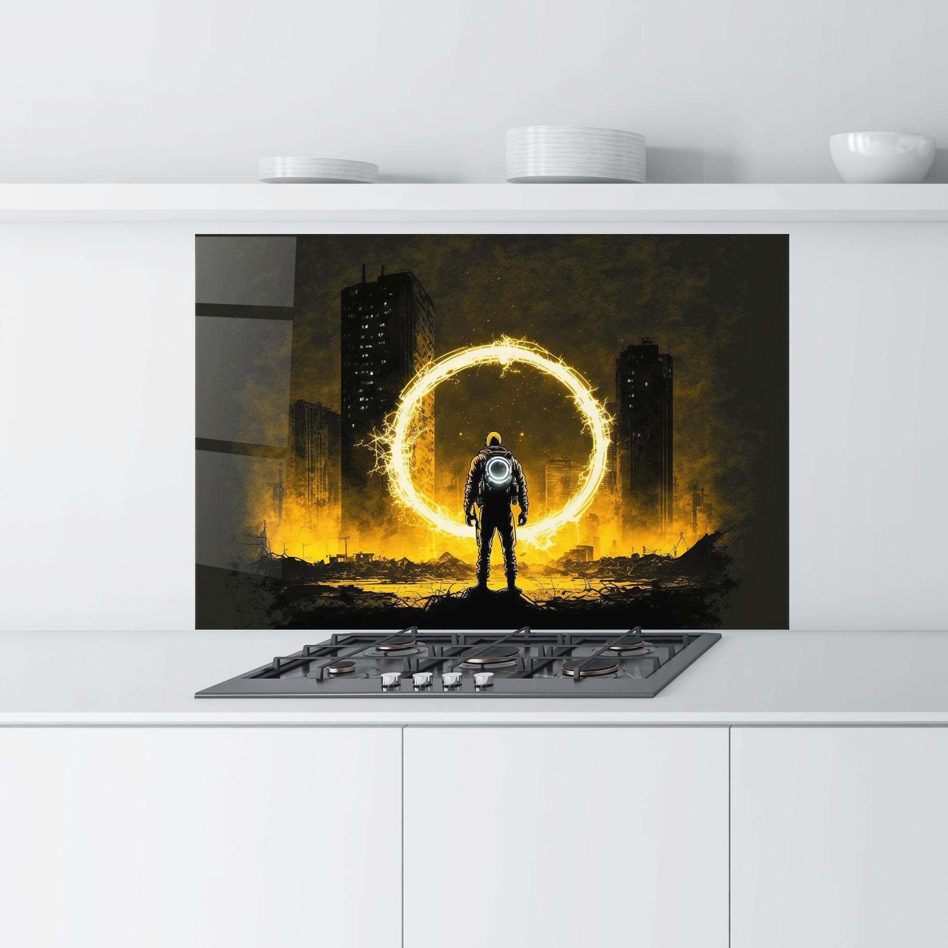 Küchenrückwand Glas Fire Portal mockup 9