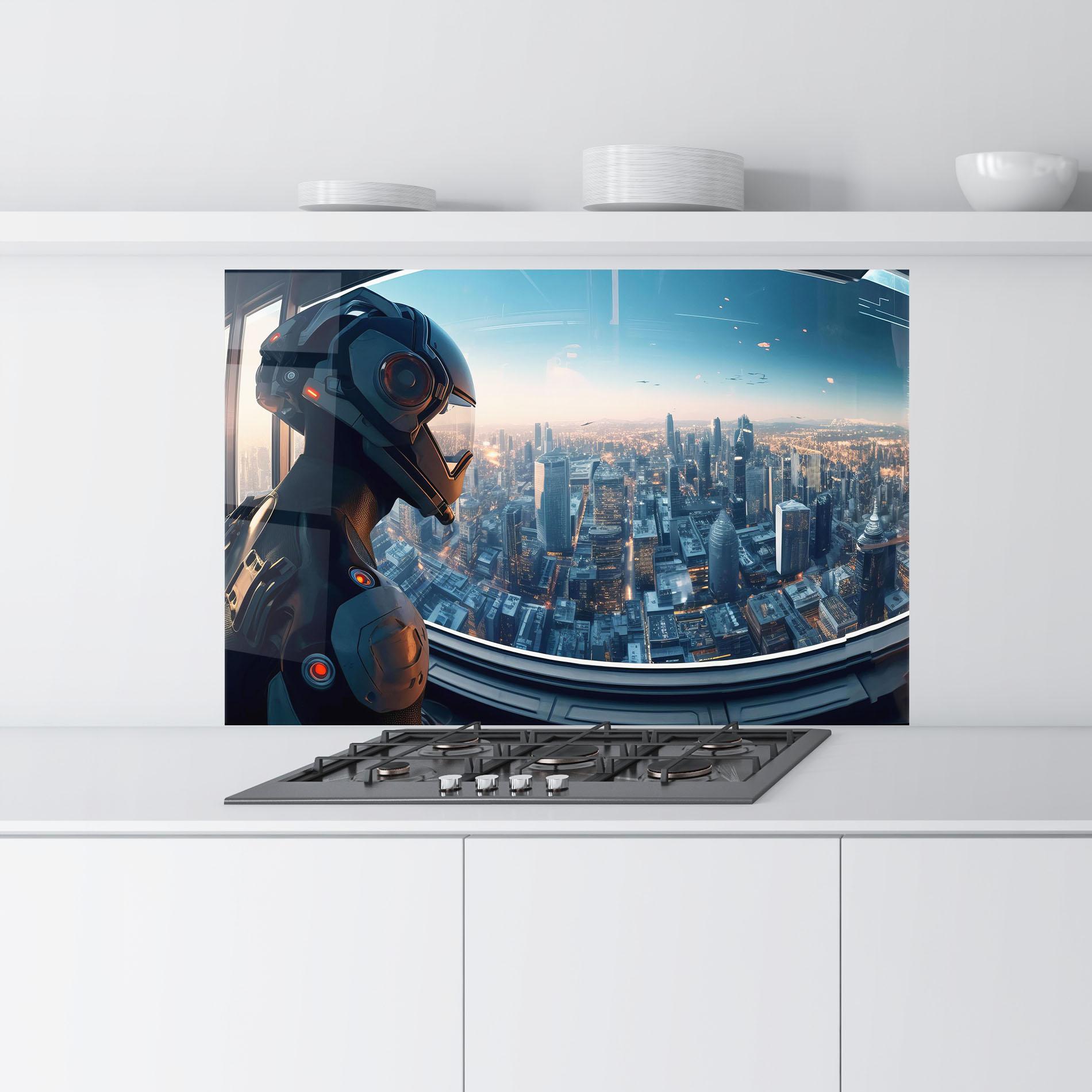 Küchenrückwand Glas Futuristic Robot mockup 9