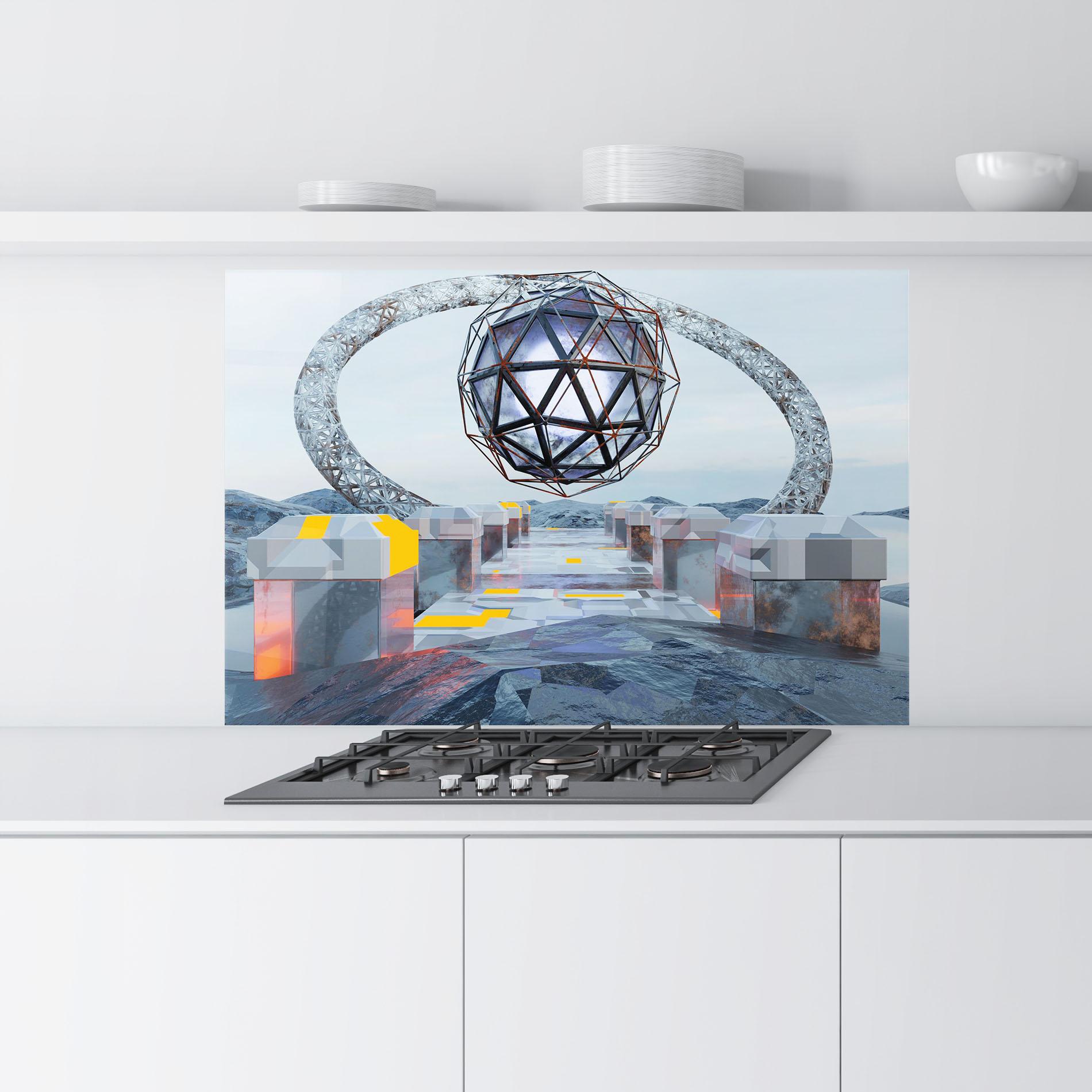 Küchenrückwand Glas Galactic Globe mockup 9