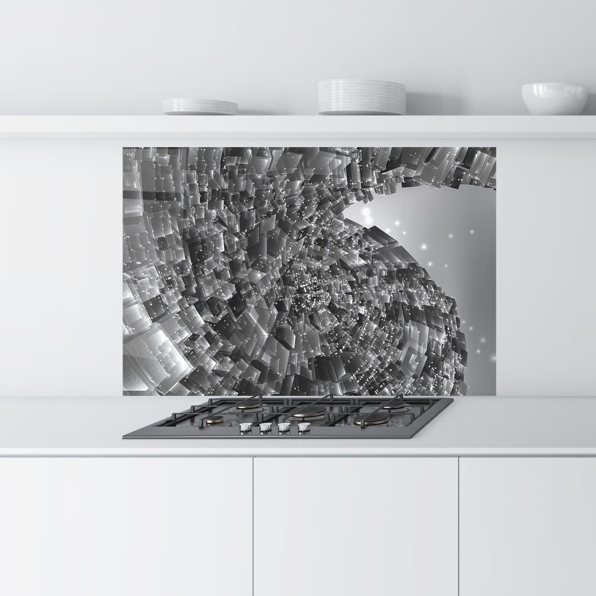 Küchenrückwand Glas Grey Shape View mockup 9