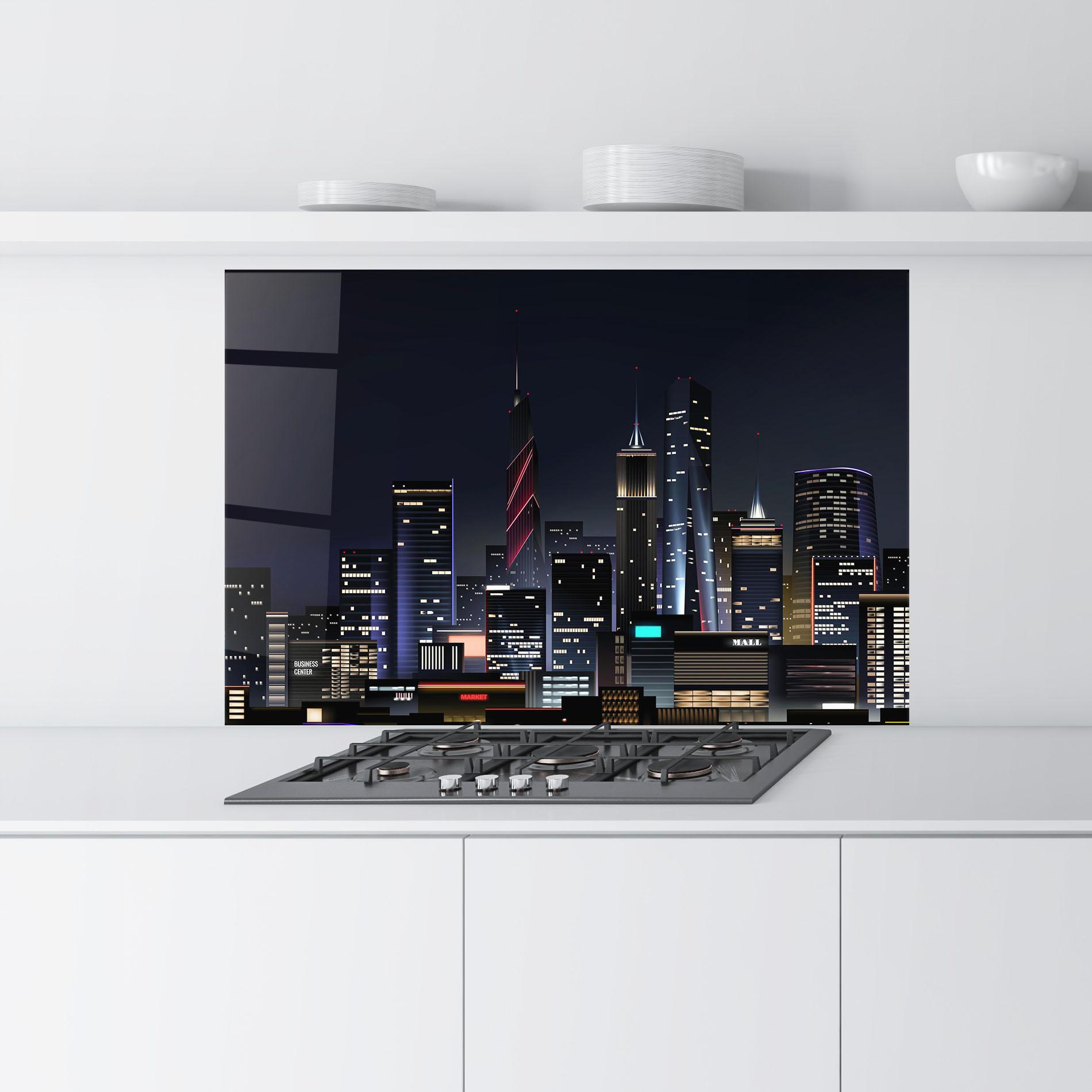 Küchenrückwand Glas Night City mockup 9
