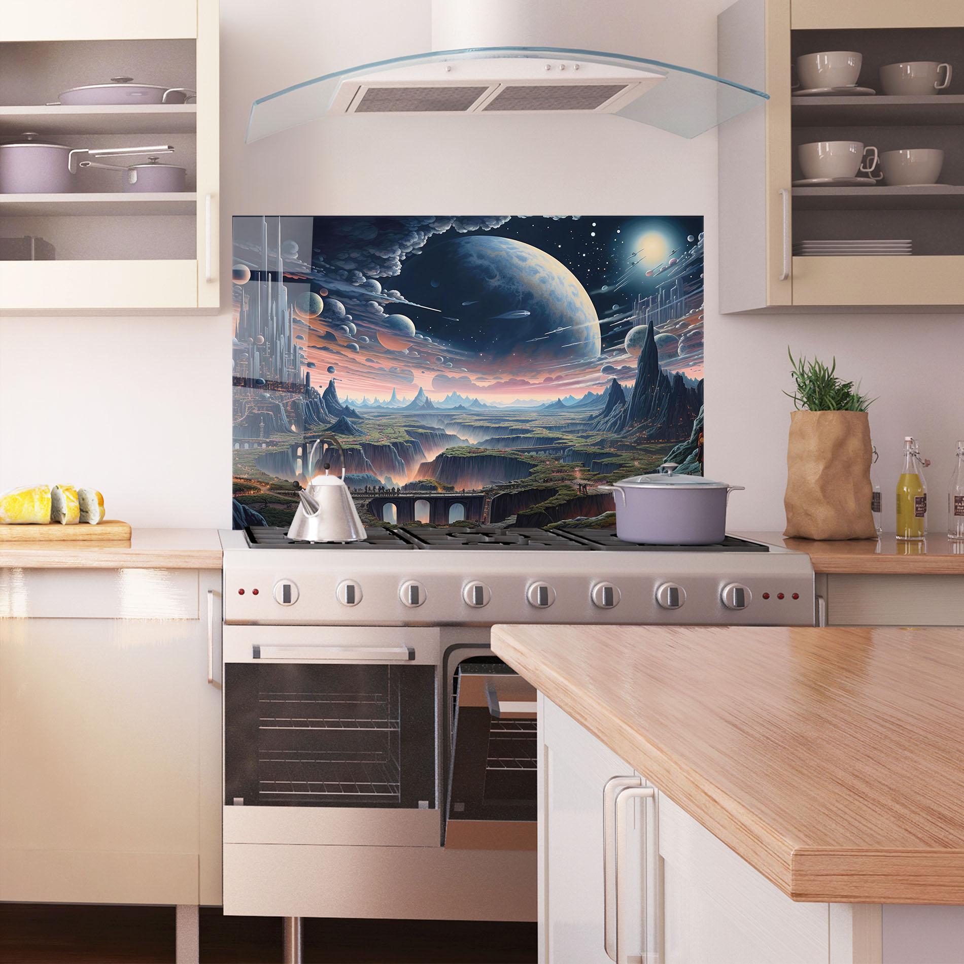 Küchenrückwand Glas Celestial Chronicler mockup 1