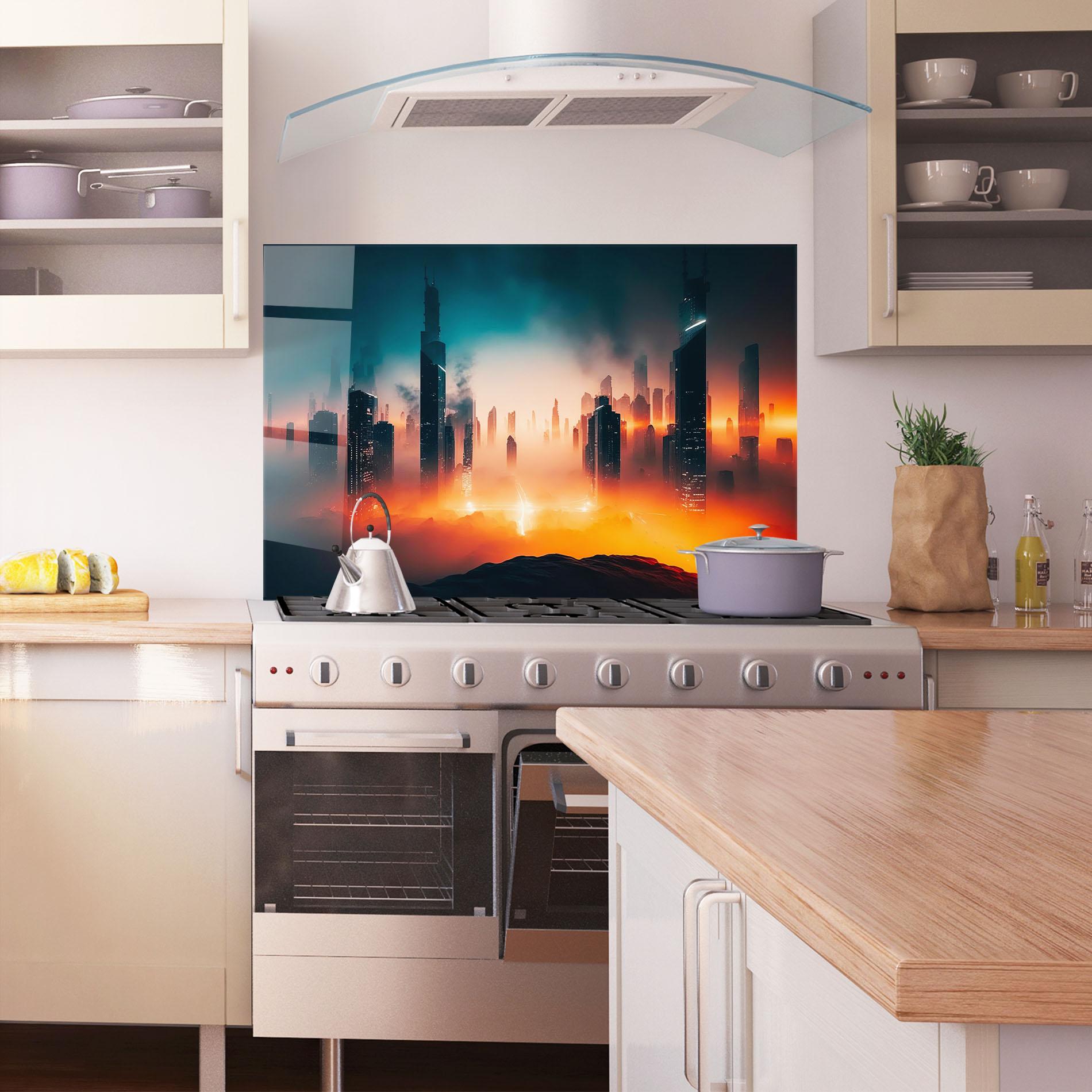 Küchenrückwand Glas City S Skyline mockup 1
