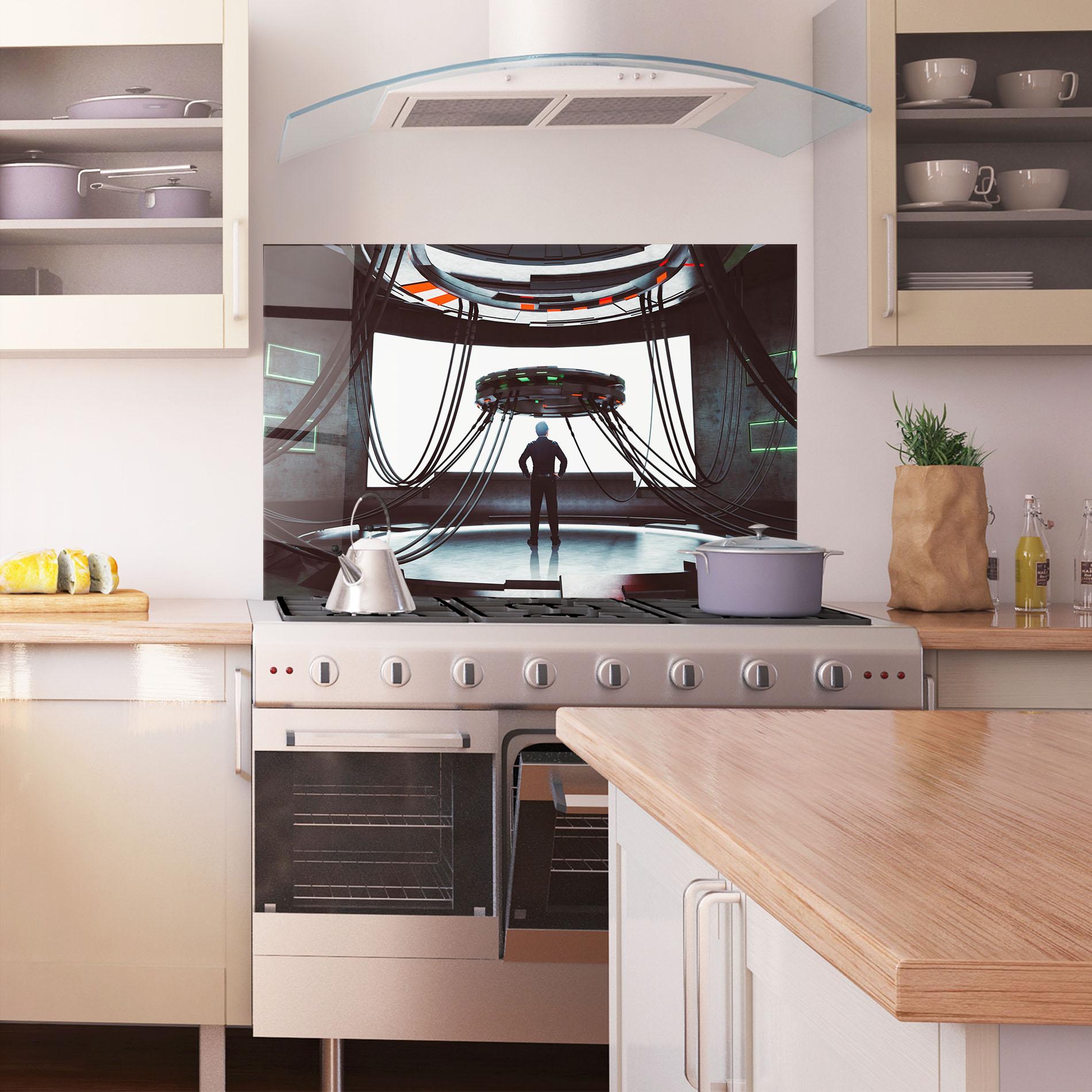 Küchenrückwand Glas Cyber Chronicle mockup 1