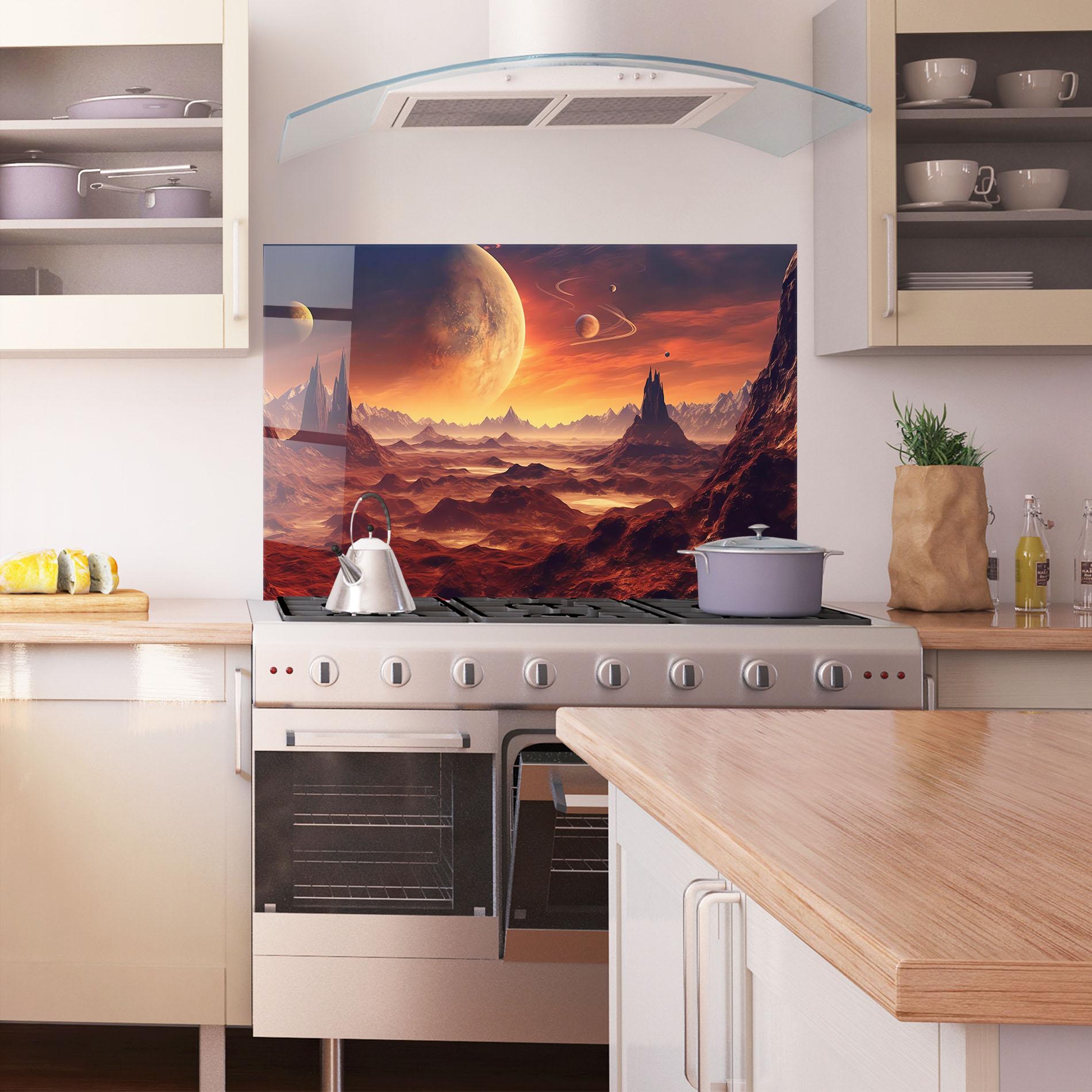 Küchenrückwand Glas Fiery Orange Sunset mockup 1