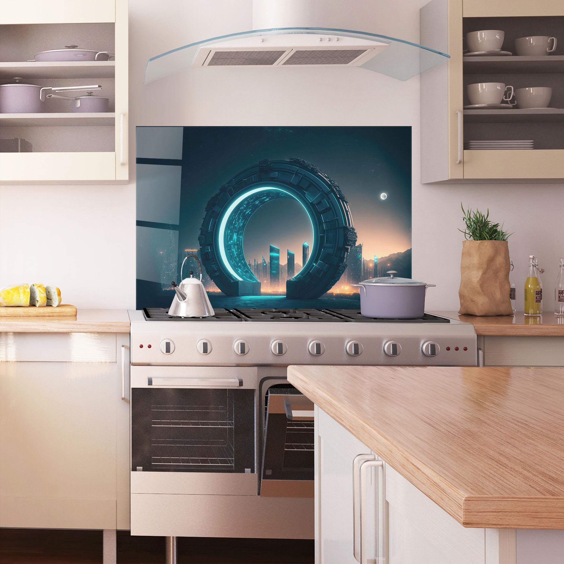 Küchenrückwand Glas Future Portal mockup 1