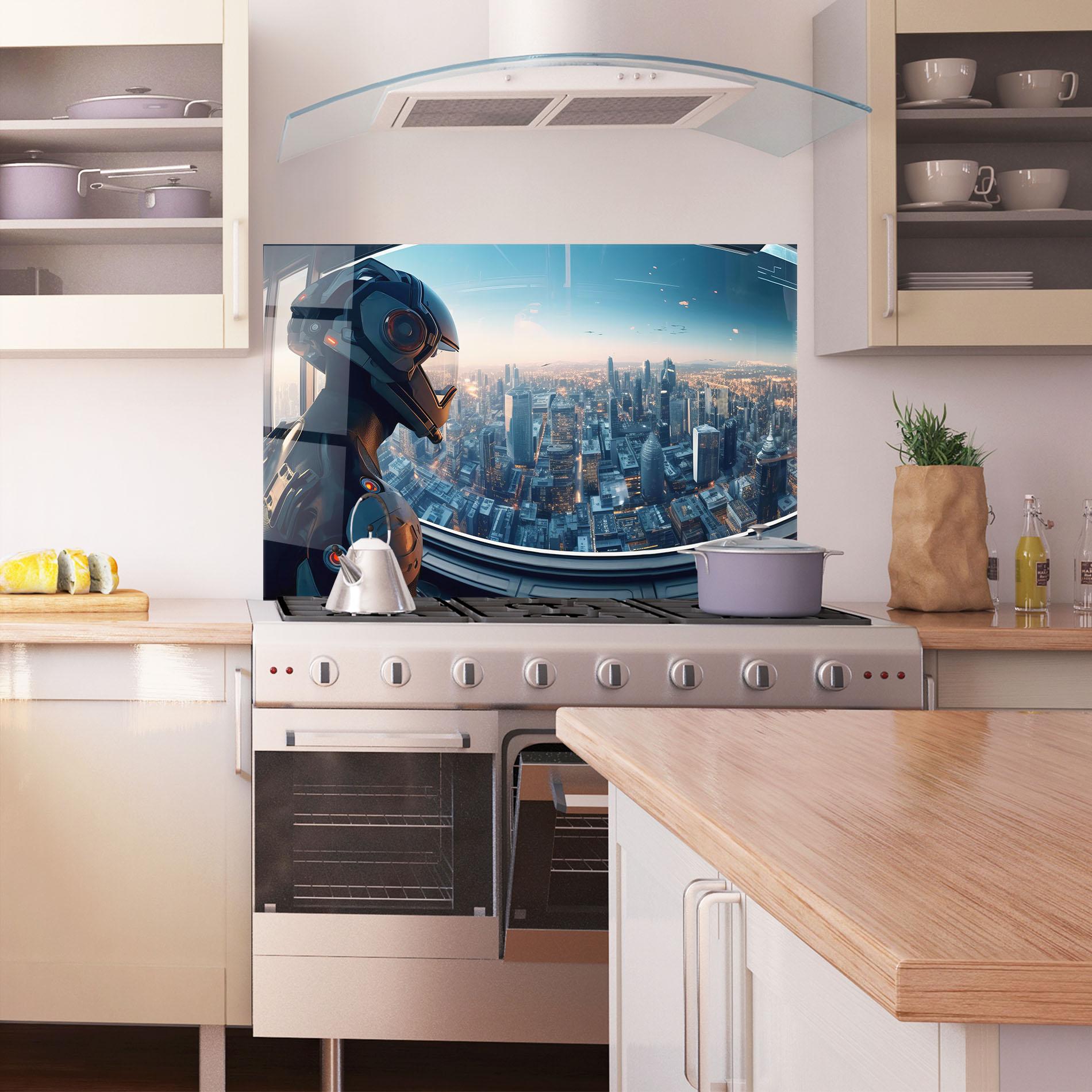 Küchenrückwand Glas Futuristic Robot mockup 1