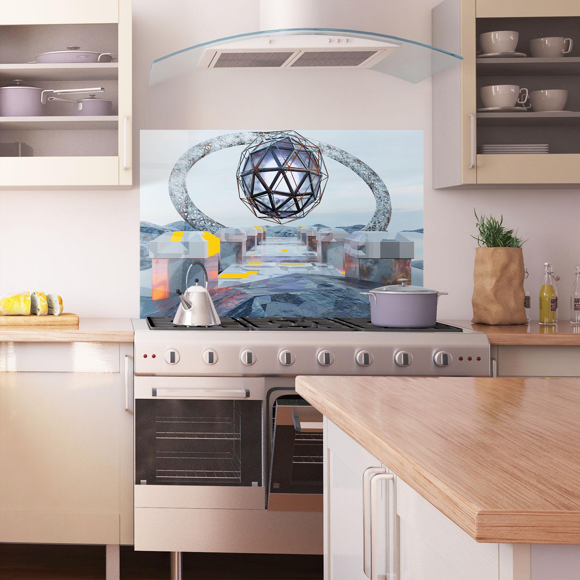 Küchenrückwand Glas Galactic Globe mockup 1