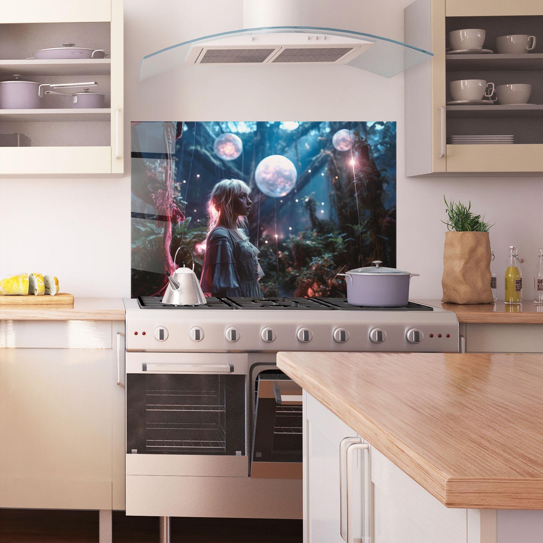 Küchenrückwand Glas Glowing Balls Floating mockup 1