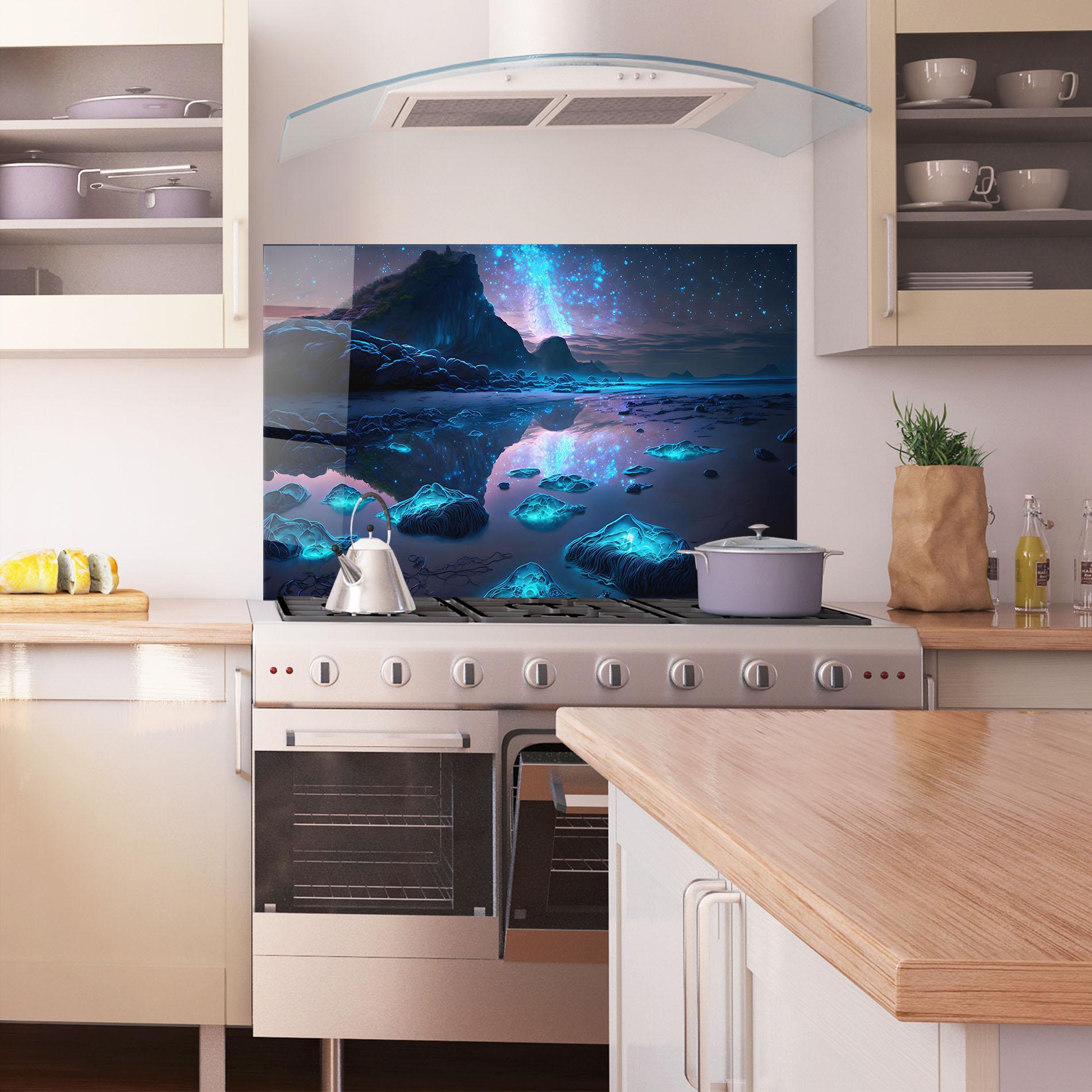 Küchenrückwand Glas Glowing Fantasy World mockup 1
