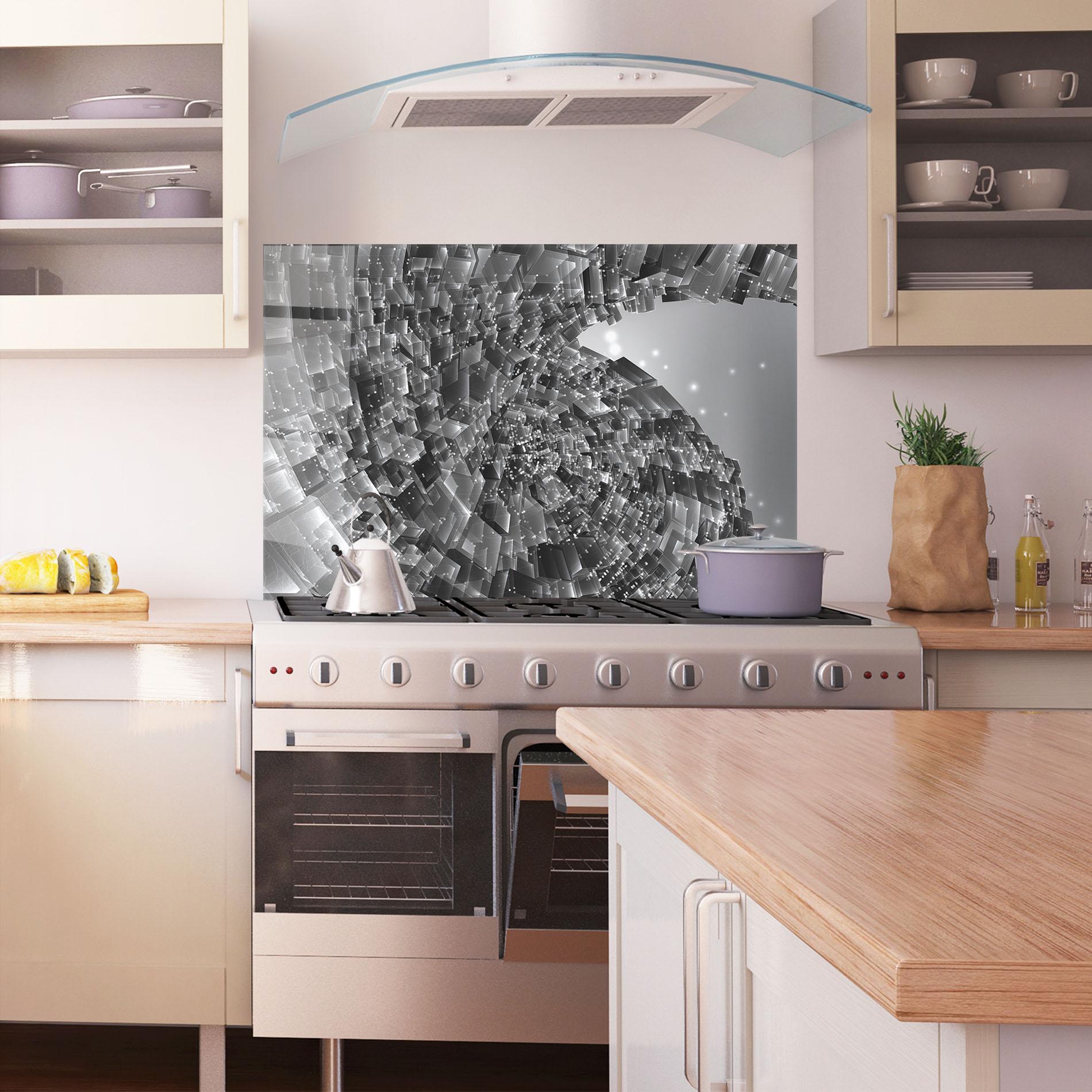 Küchenrückwand Glas Grey Shape View mockup 1