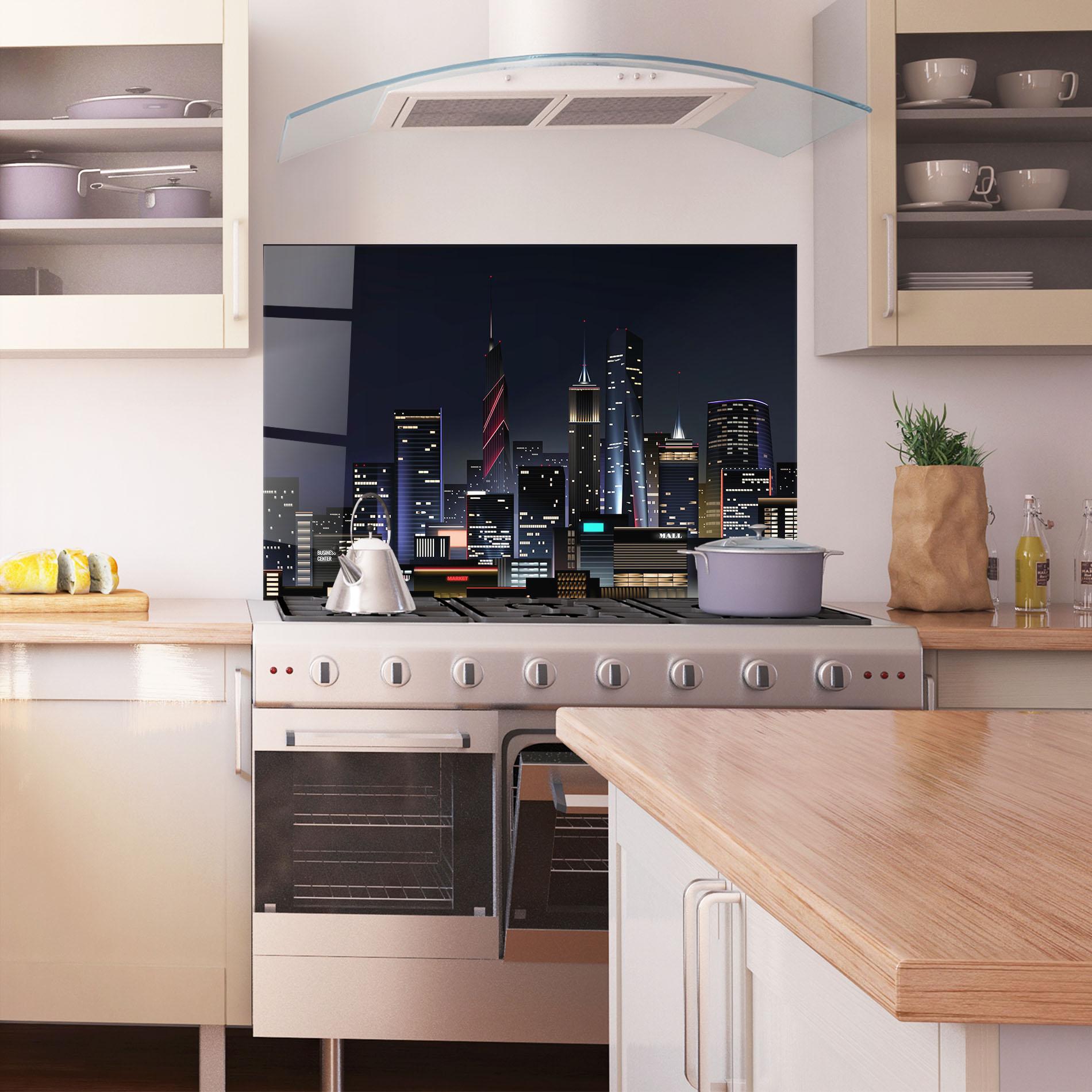 Küchenrückwand Glas Night City mockup 1