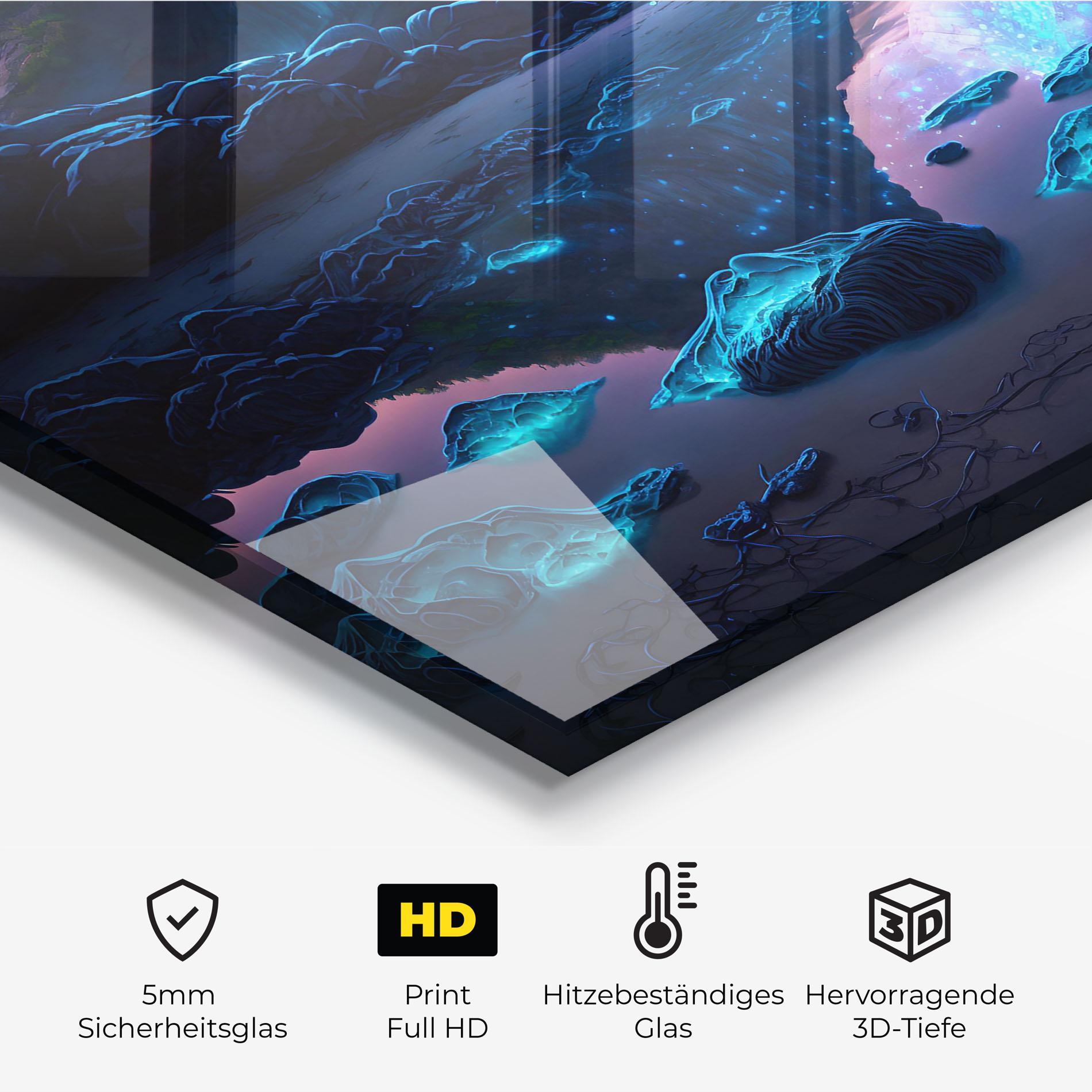 Küchenrückwand Glas Glowing Fantasy World mockup 2