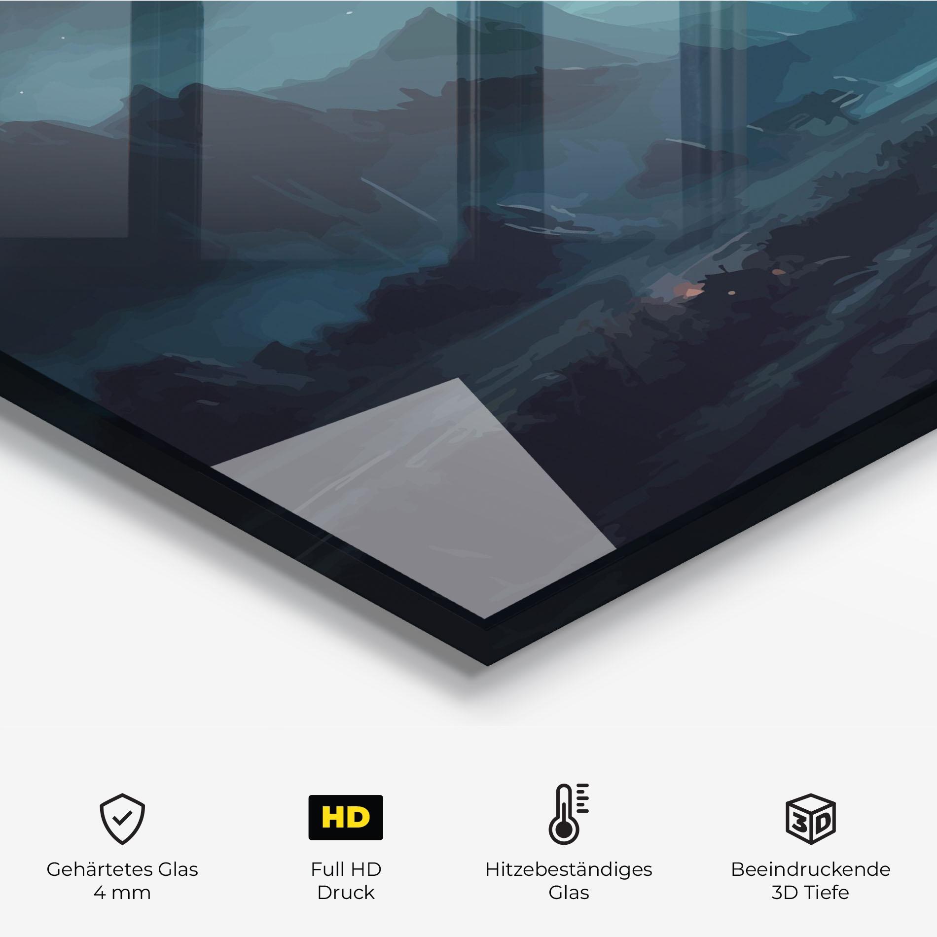 Küchenrückwand Glas Blue Universe mockup 2