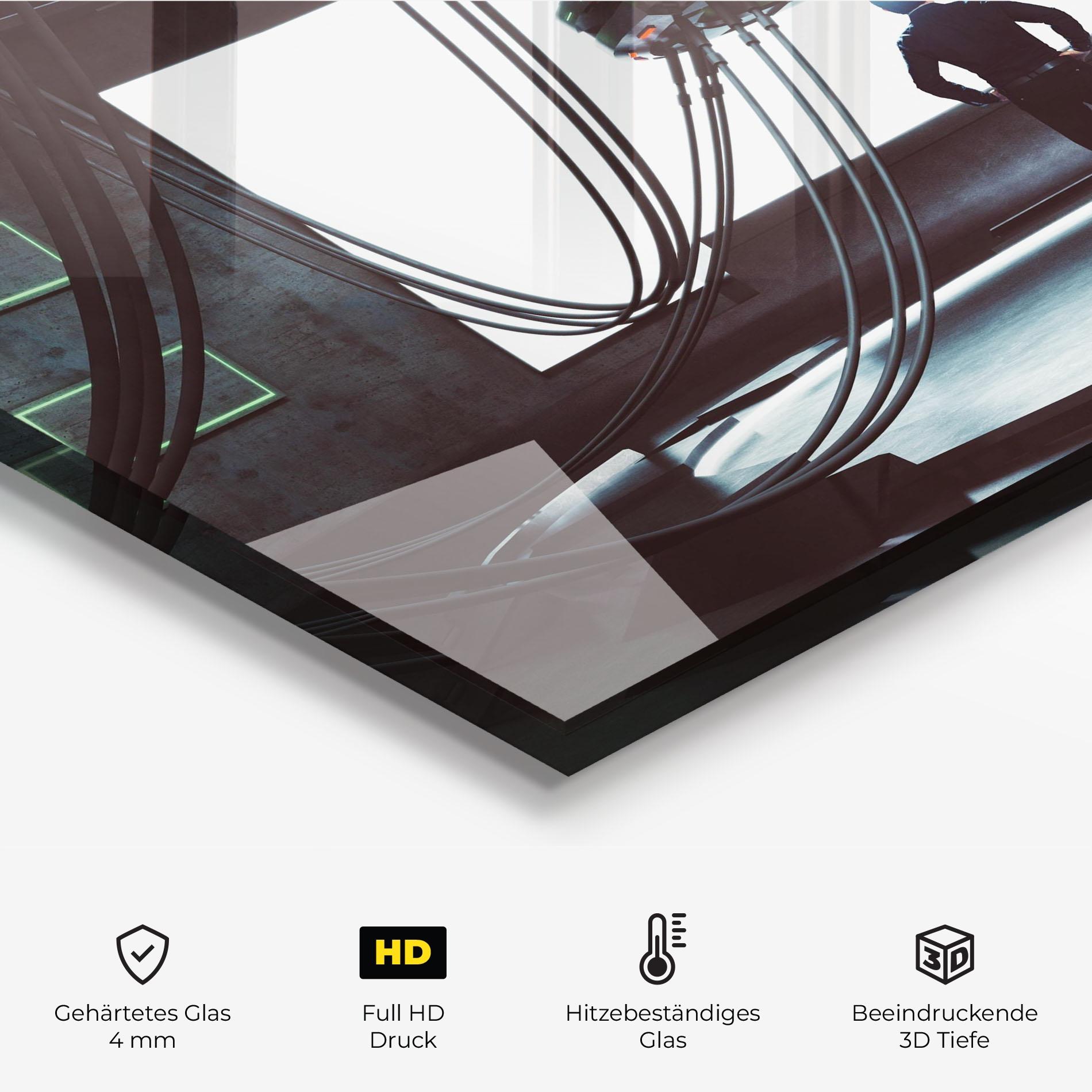 Küchenrückwand Glas Cyber Chronicle mockup 2