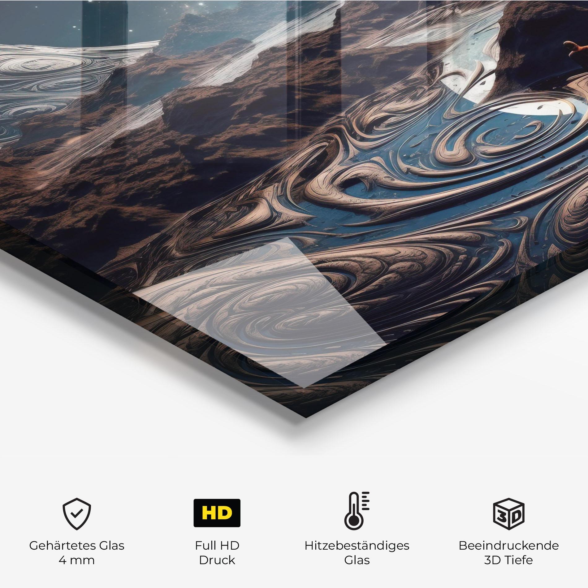 Küchenrückwand Glas Desert Big Moon mockup 2