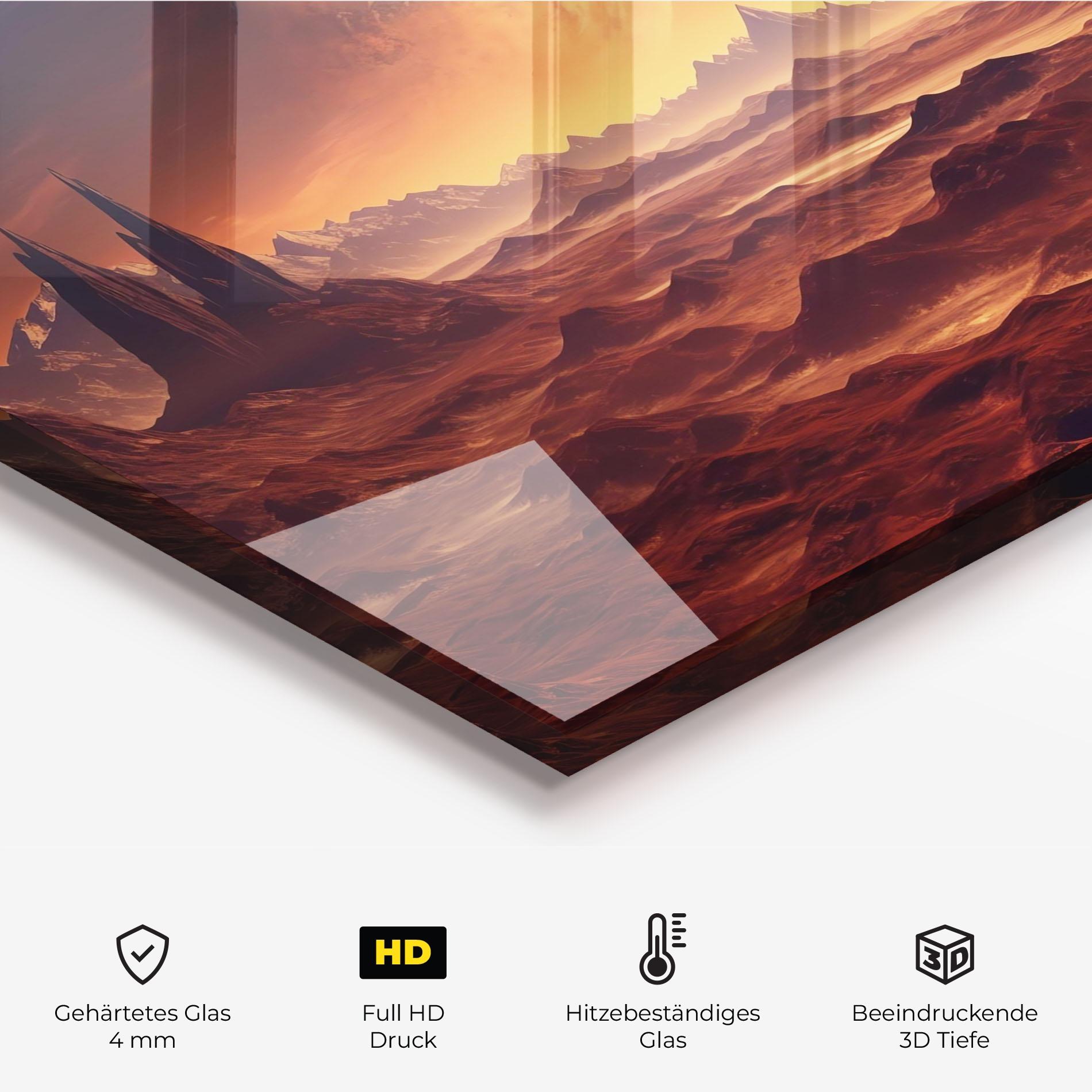 Küchenrückwand Glas Fiery Orange Sunset mockup 2