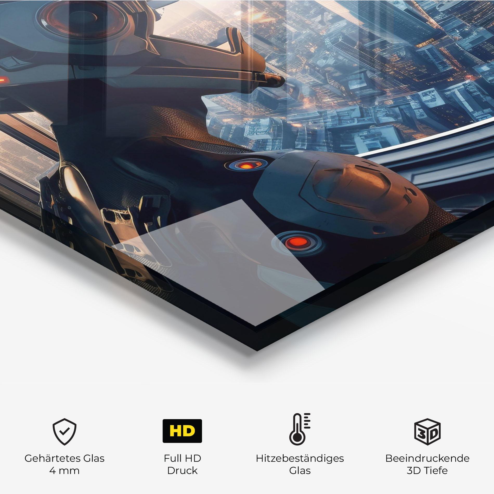 Küchenrückwand Glas Futuristic Robot mockup 2