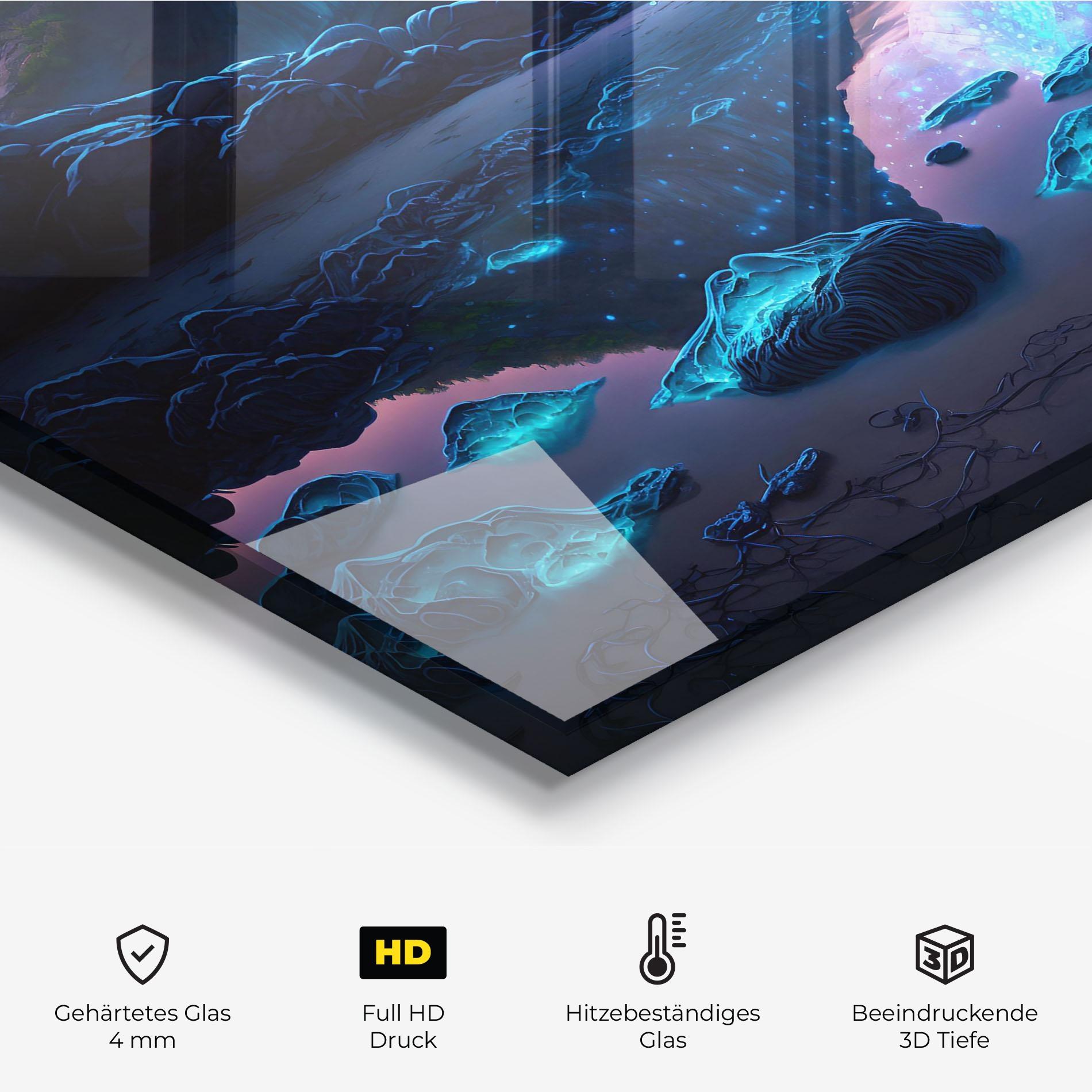Küchenrückwand Glas Glowing Fantasy World mockup 2