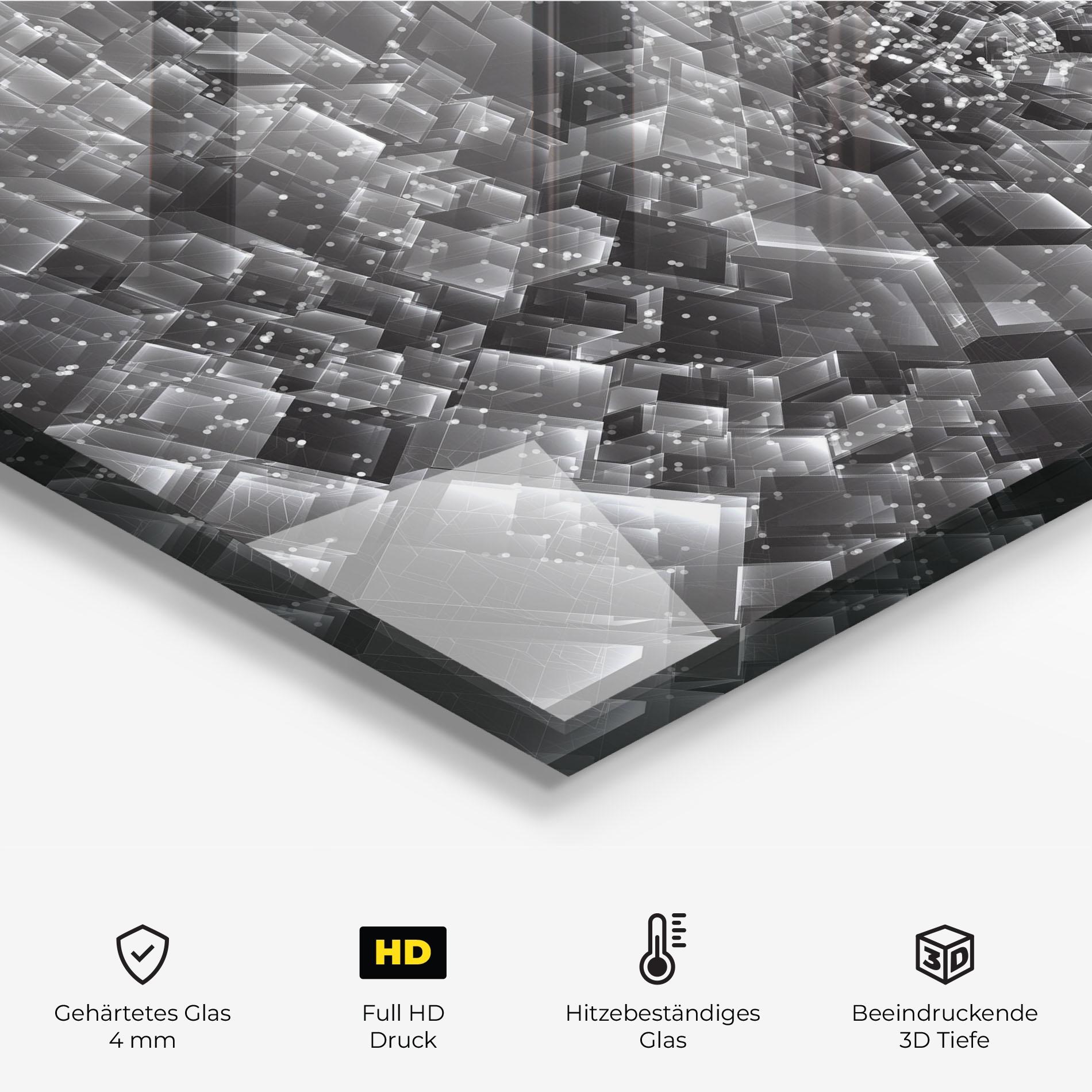 Küchenrückwand Glas Grey Shape View mockup 2