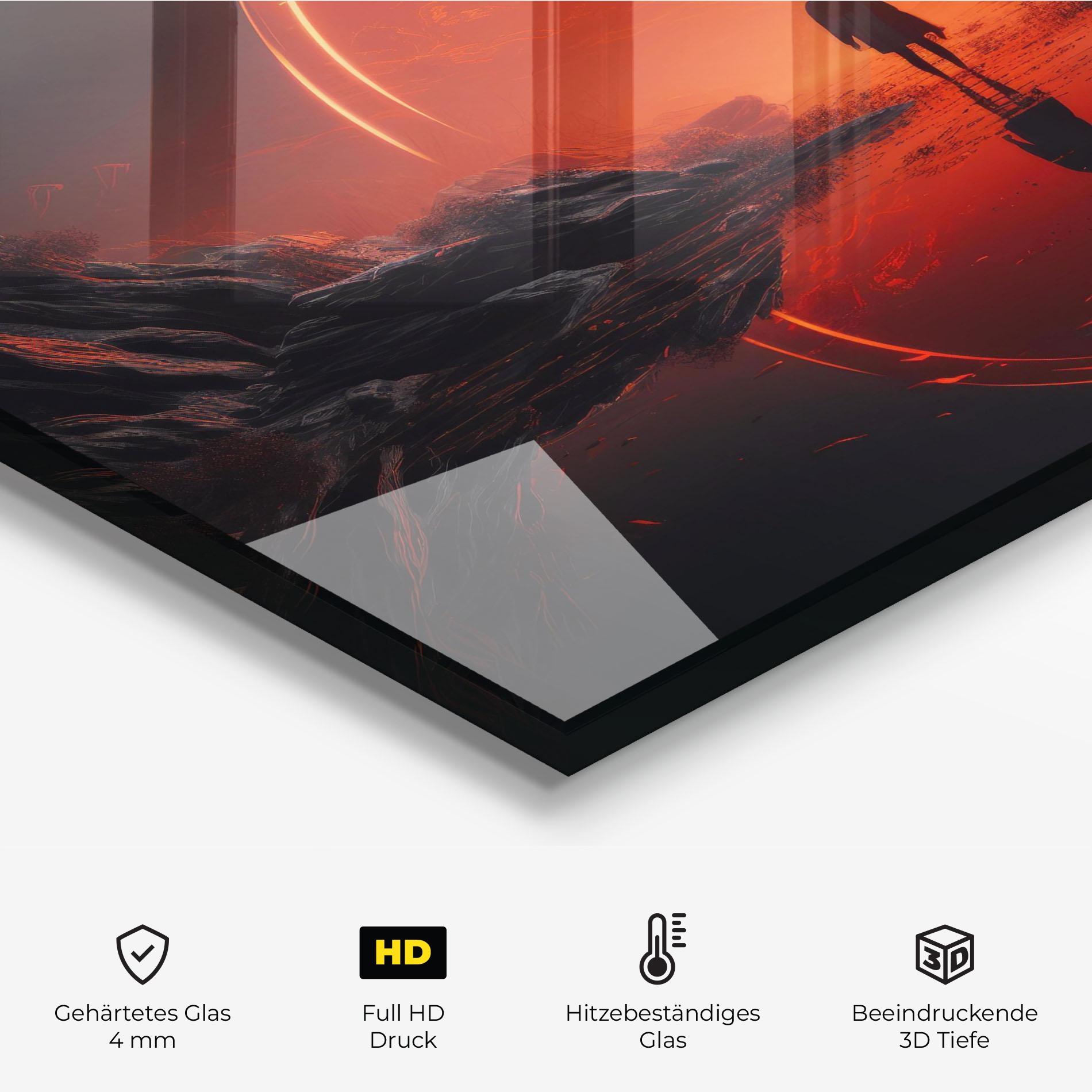 Küchenrückwand Glas Man Orange Orb mockup 2