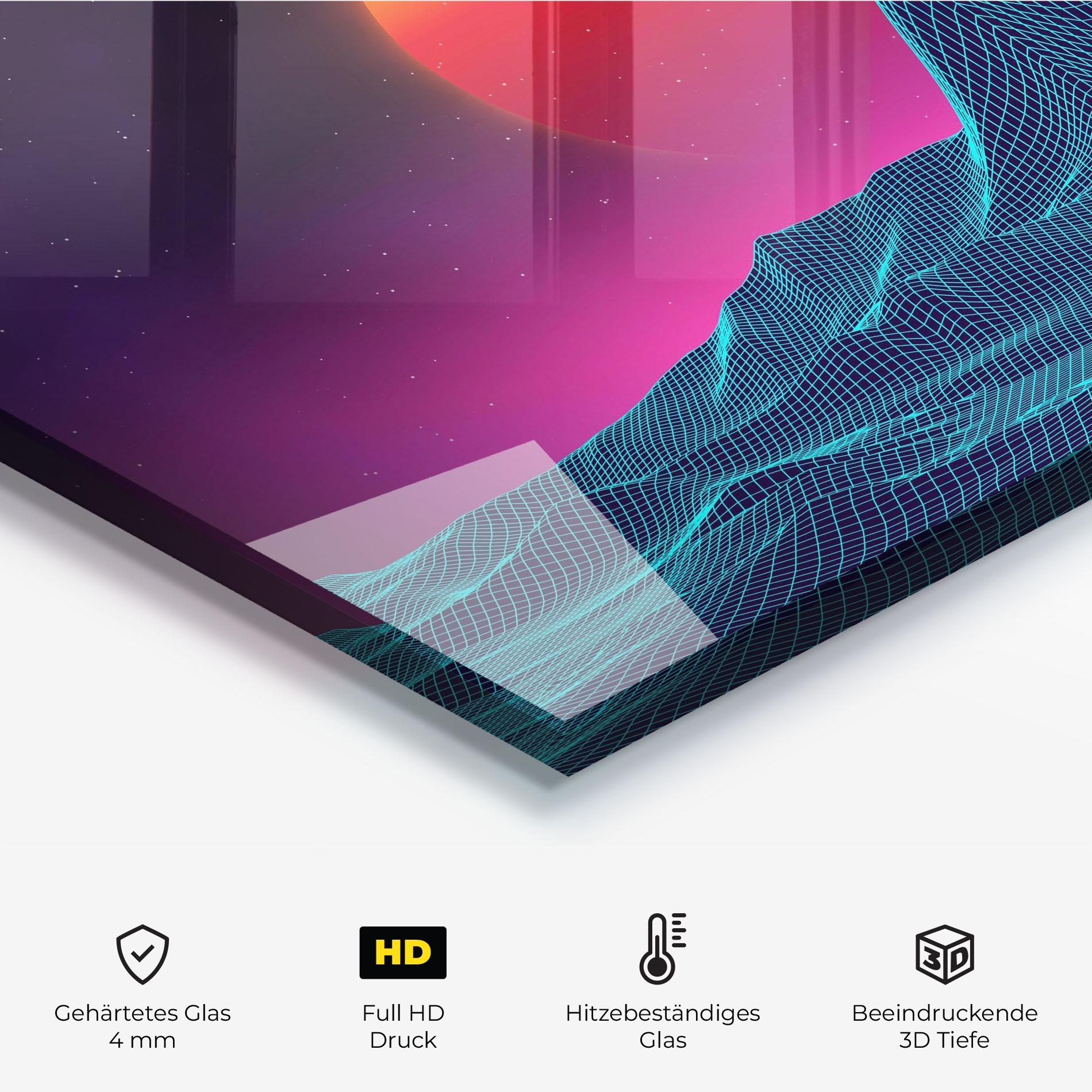 Küchenrückwand Glas Yellow Orange Planet mockup 2