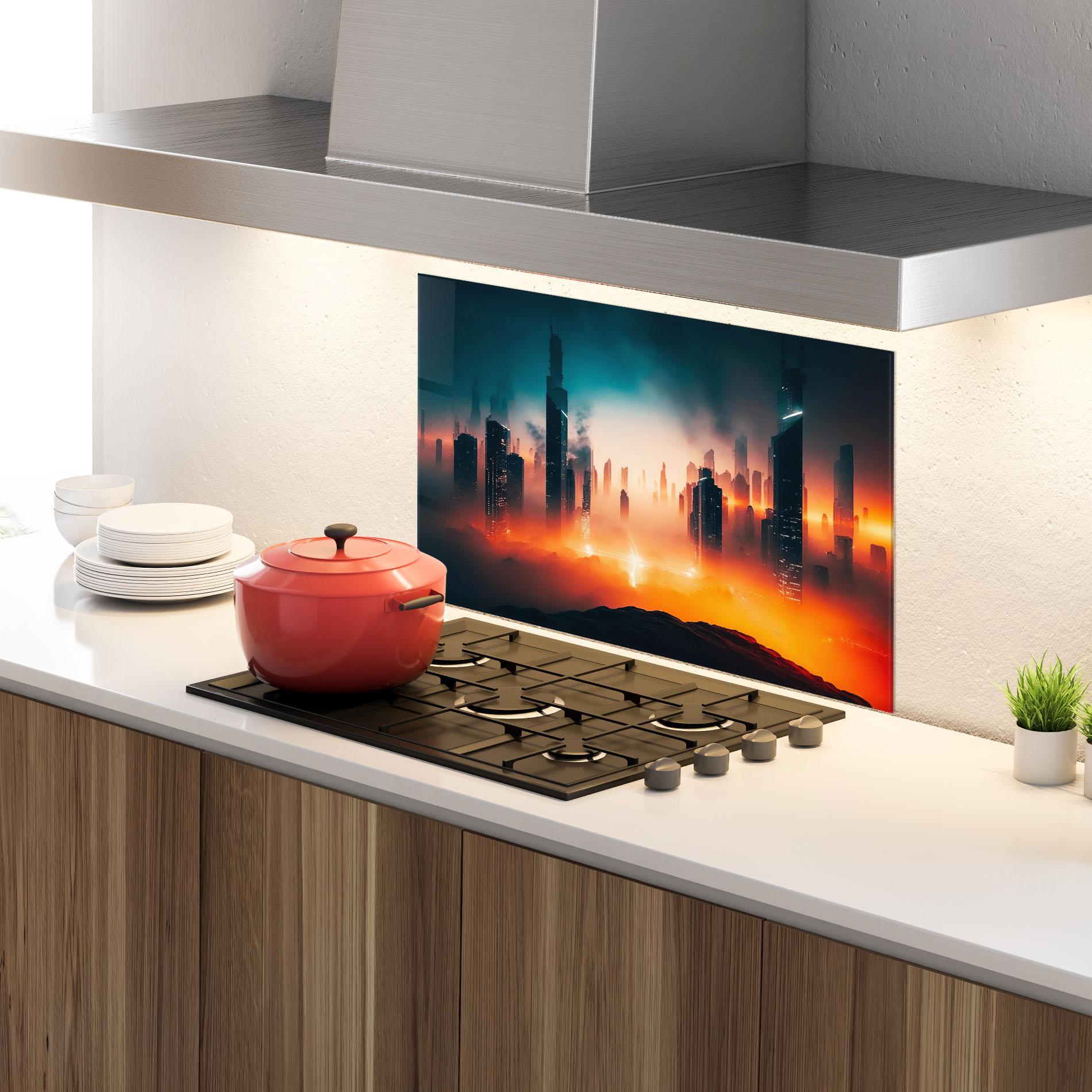 Küchenrückwand Glas City S Skyline mockup 4