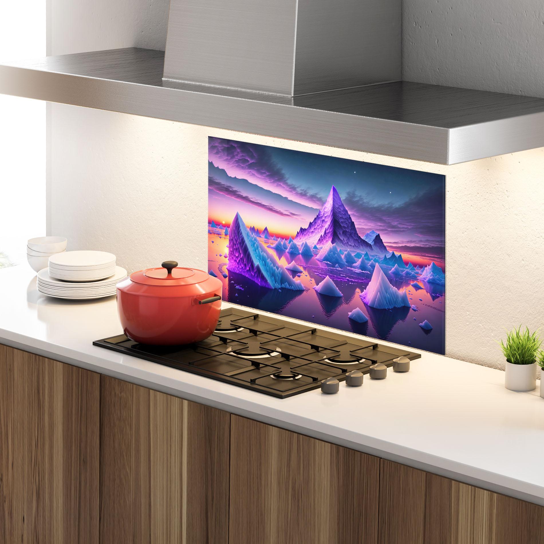Küchenrückwand Glas Floating Iceberg mockup 4