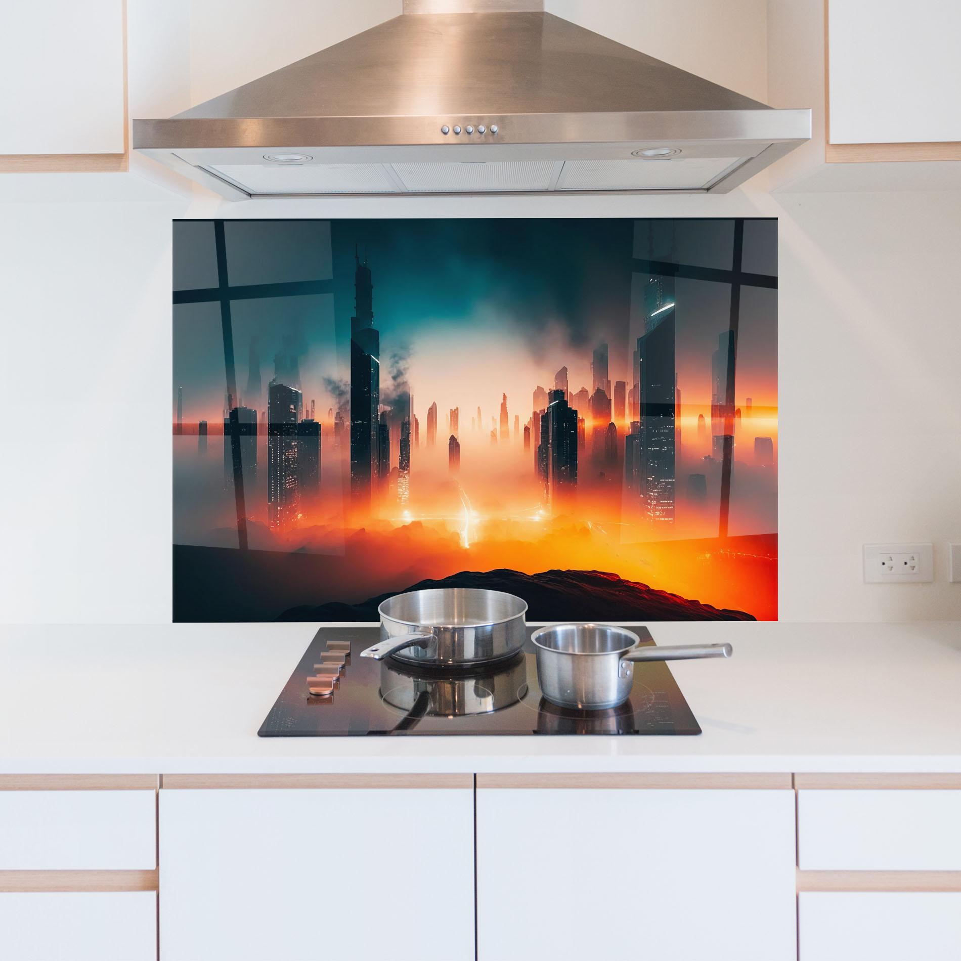 Küchenrückwand Glas City S Skyline mockup 5