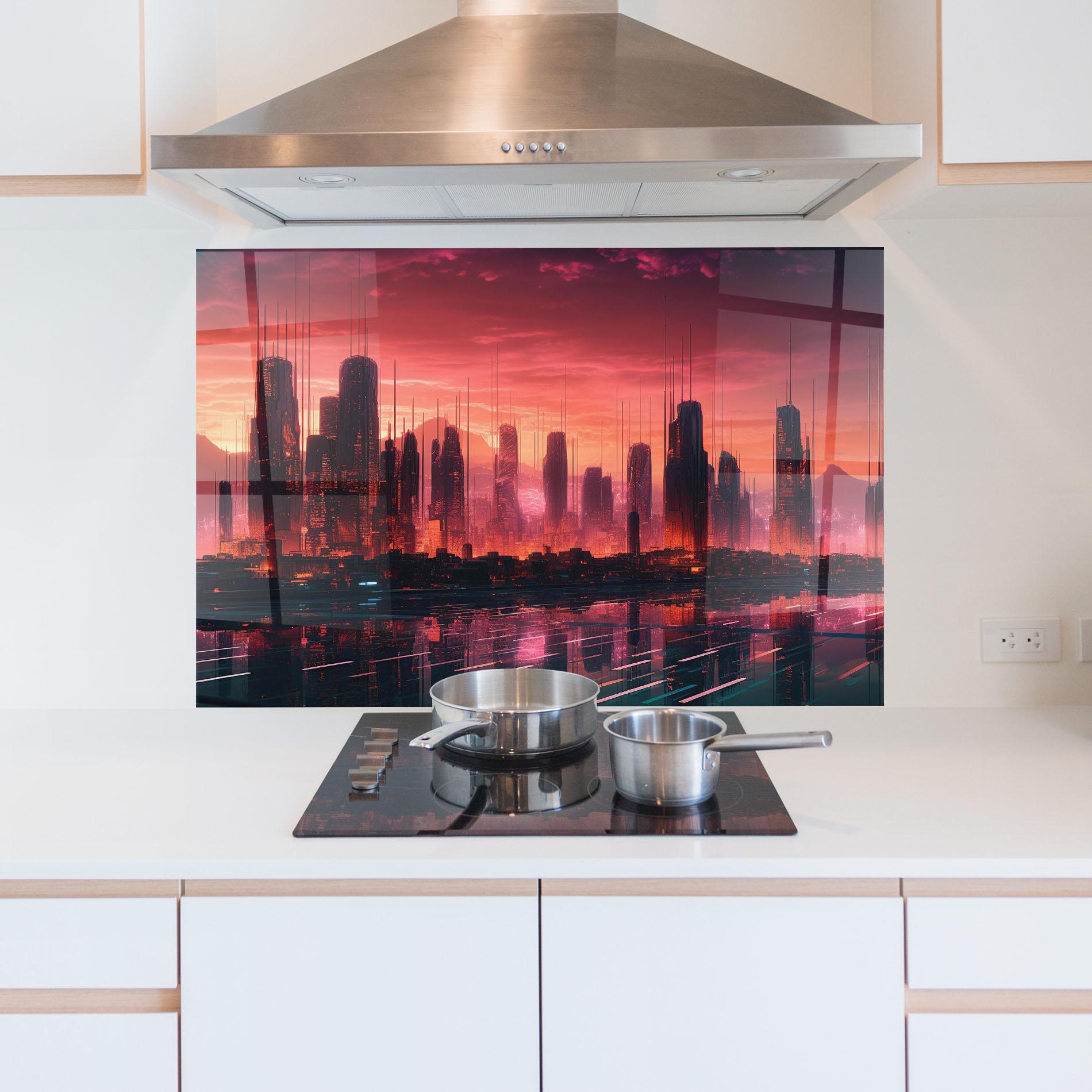 Küchenrückwand Glas Cityscape Tower mockup 5