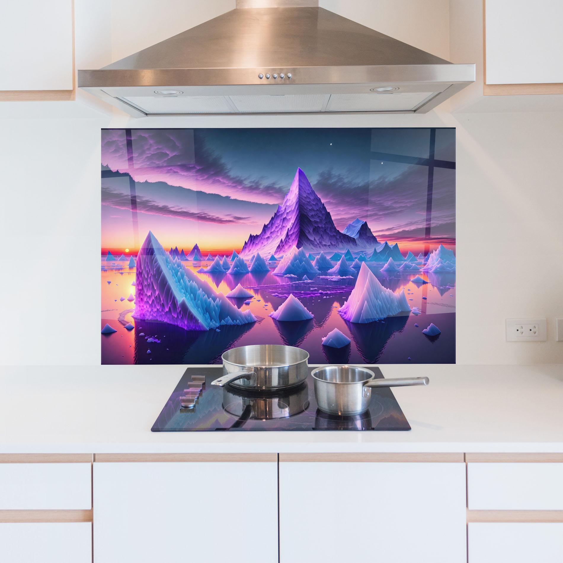 Küchenrückwand Glas Floating Iceberg mockup 5