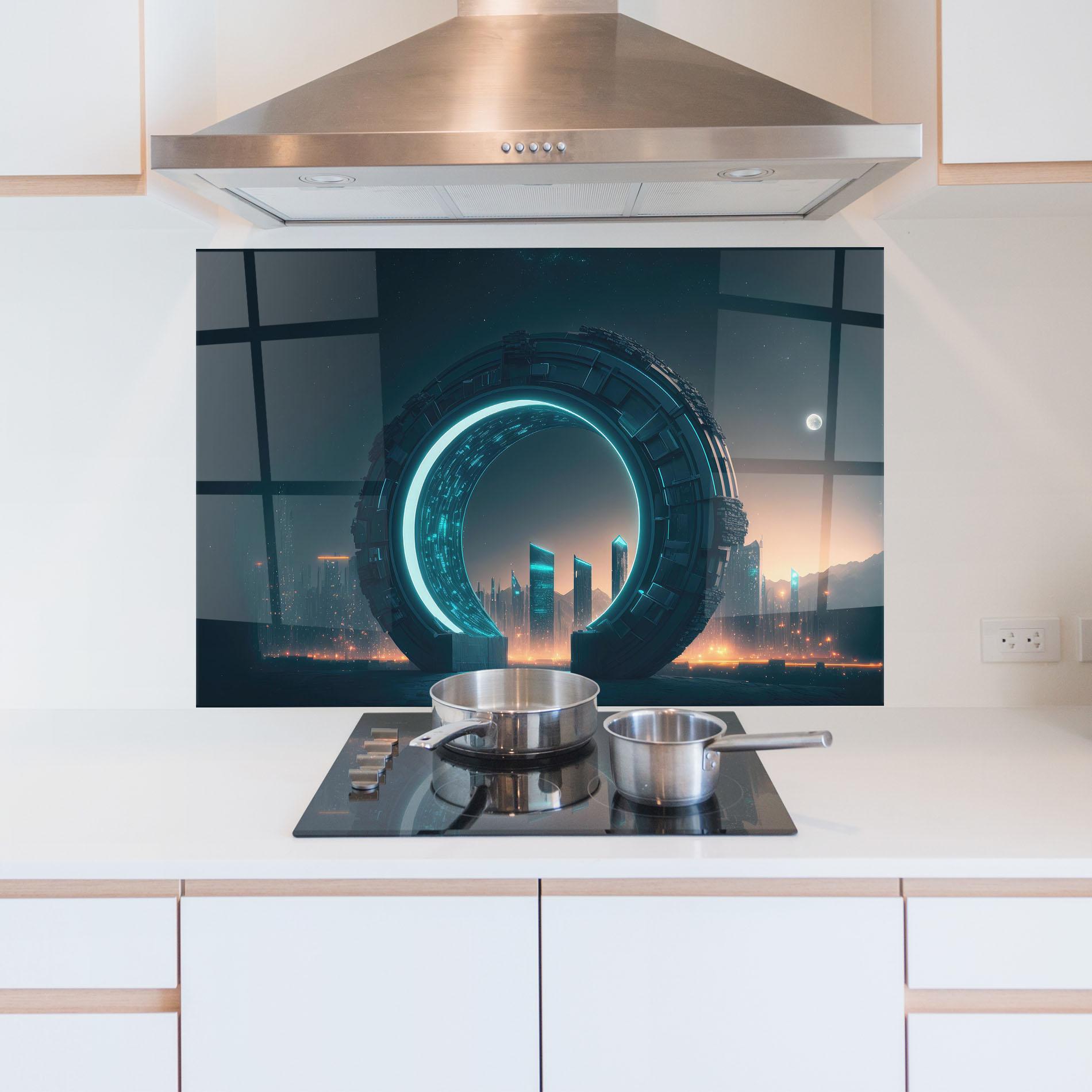 Küchenrückwand Glas Future Portal mockup 5