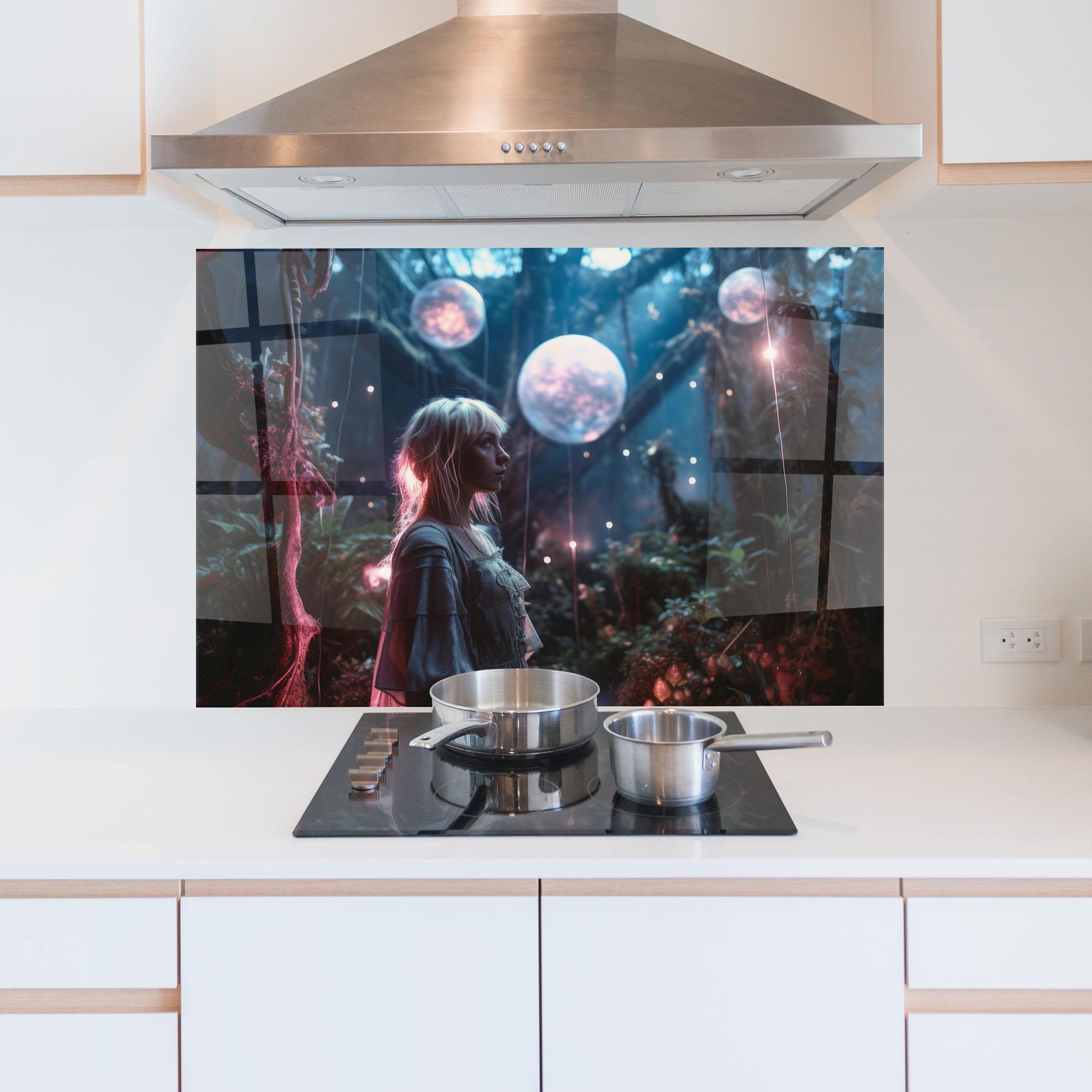 Küchenrückwand Glas Glowing Balls Floating mockup 5