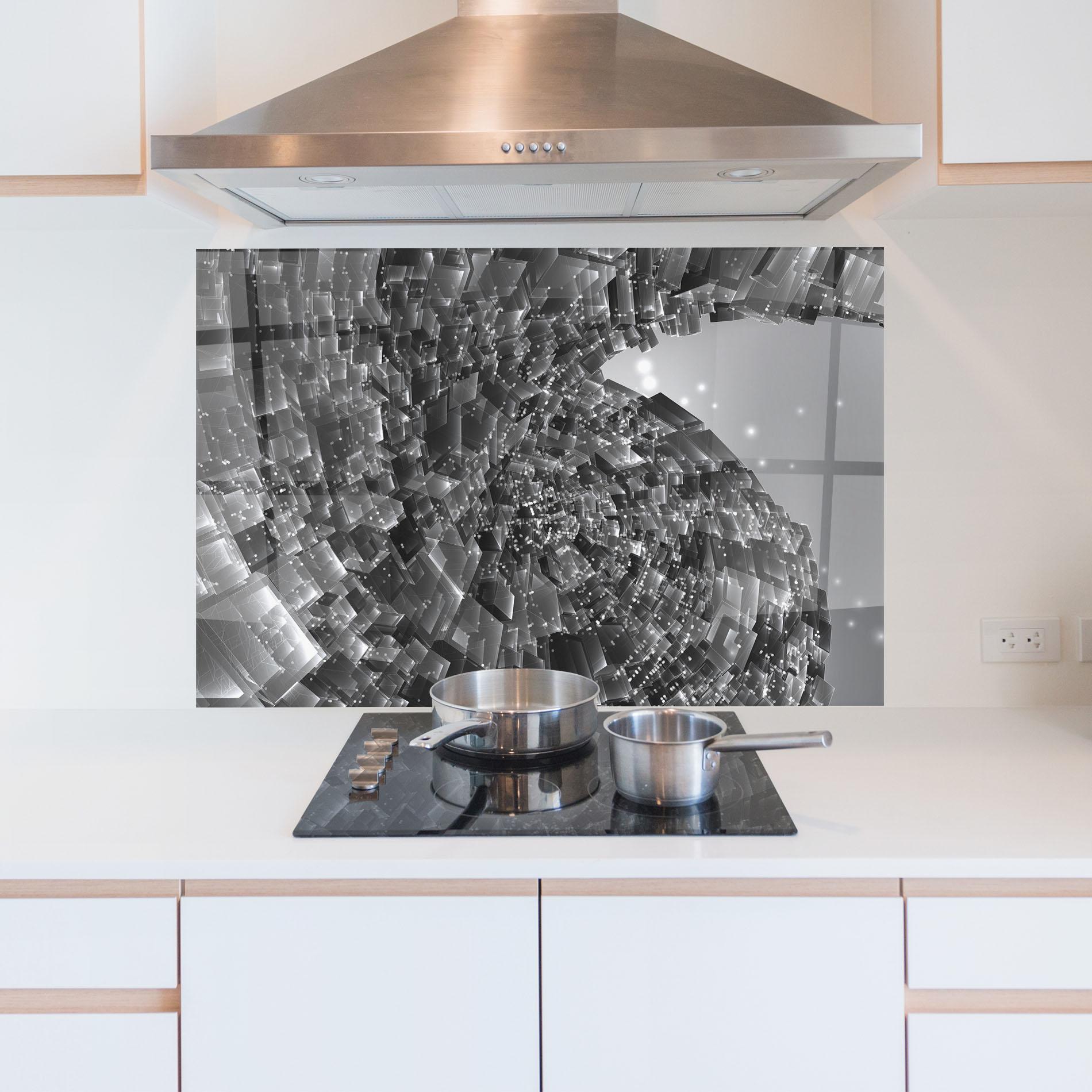 Küchenrückwand Glas Grey Shape View mockup 5