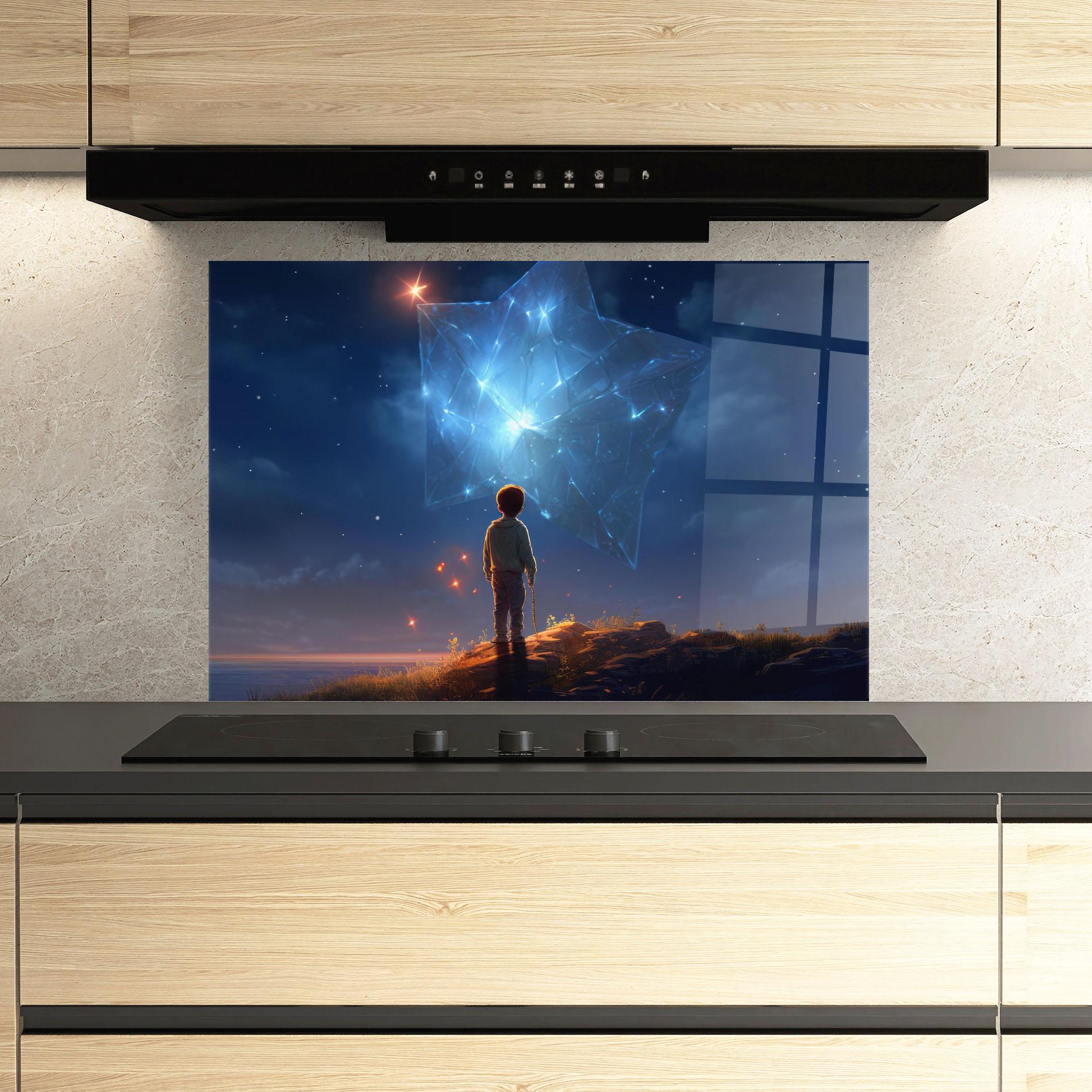 Küchenrückwand Glas Blue Star Floating mockup 3