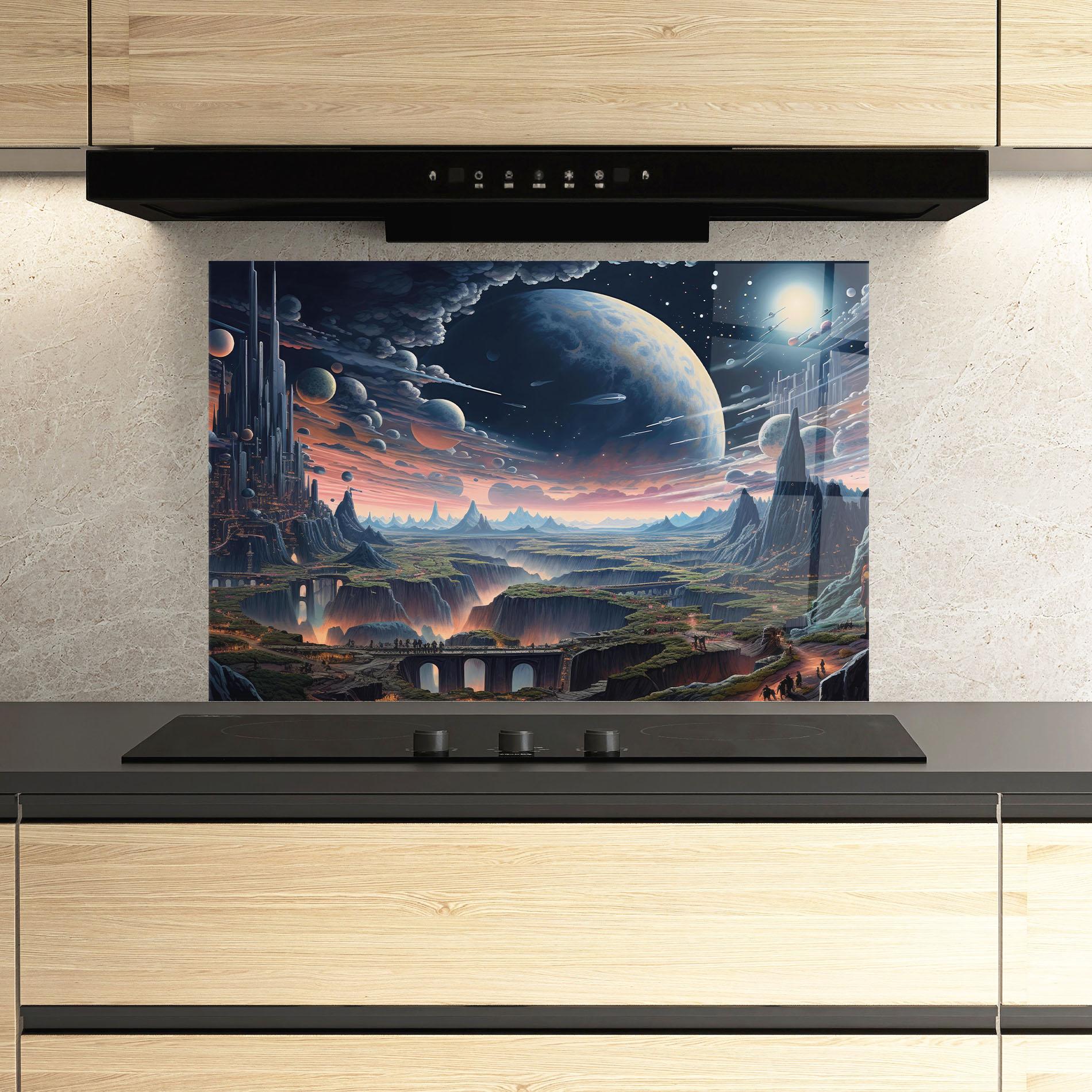 Küchenrückwand Glas Celestial Chronicler mockup 3