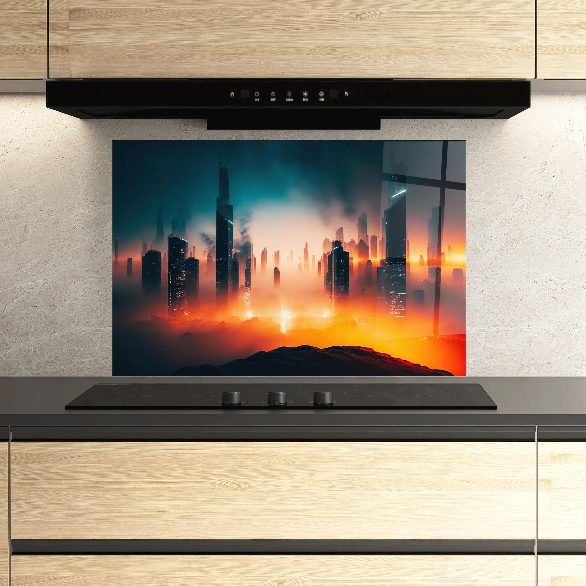 Küchenrückwand Glas City S Skyline mockup 3