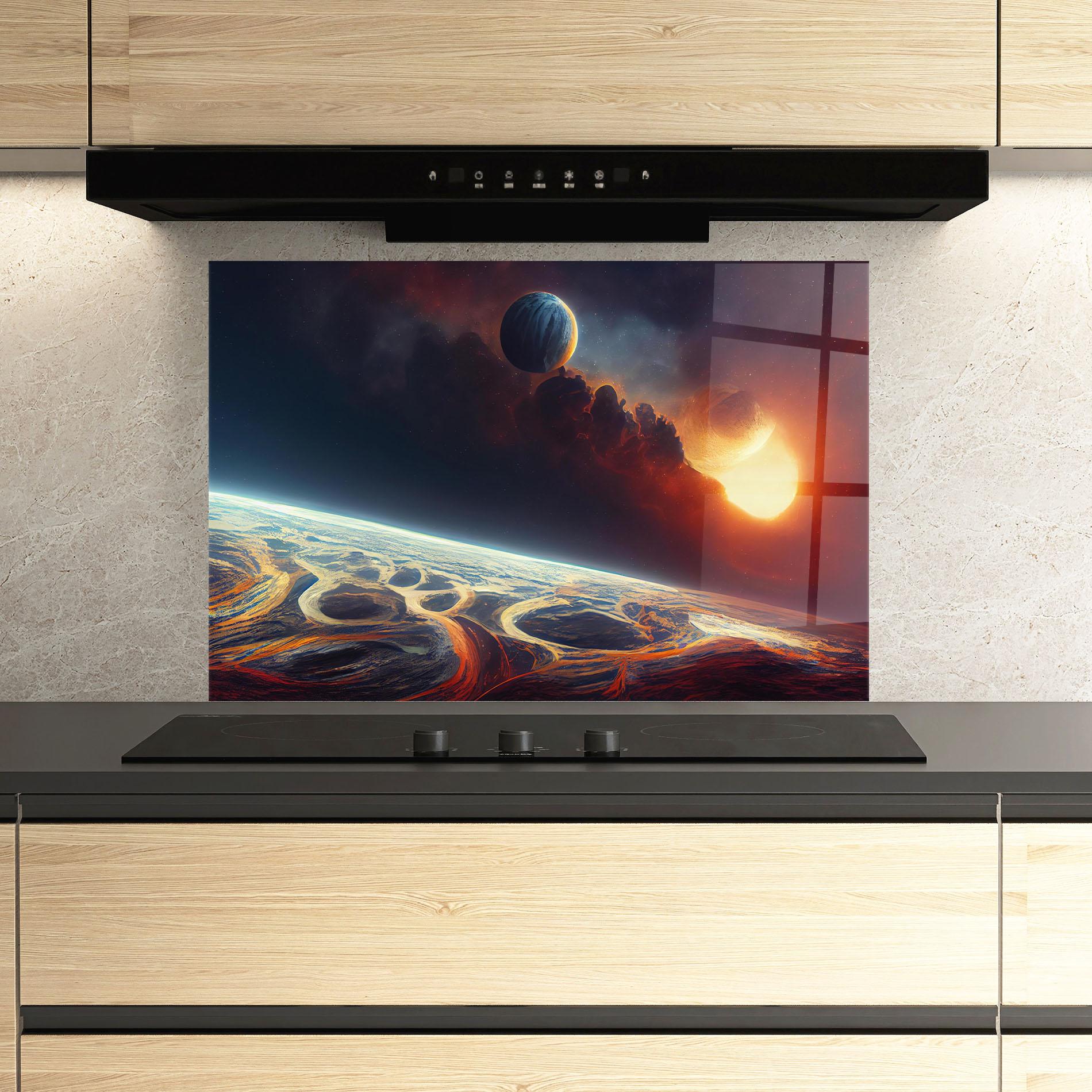 Küchenrückwand Glas Cosmic Craze mockup 3