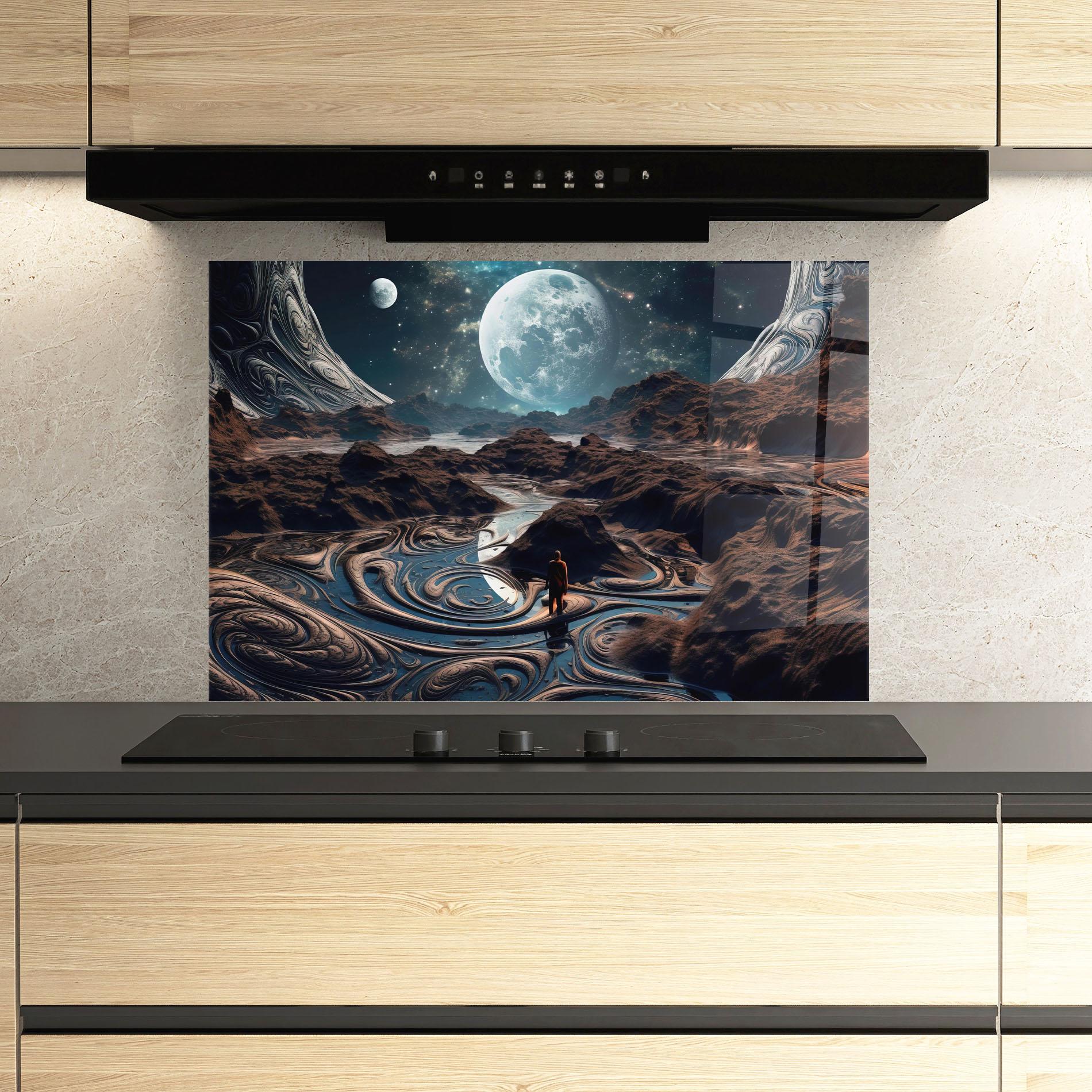 Küchenrückwand Glas Desert Big Moon mockup 3
