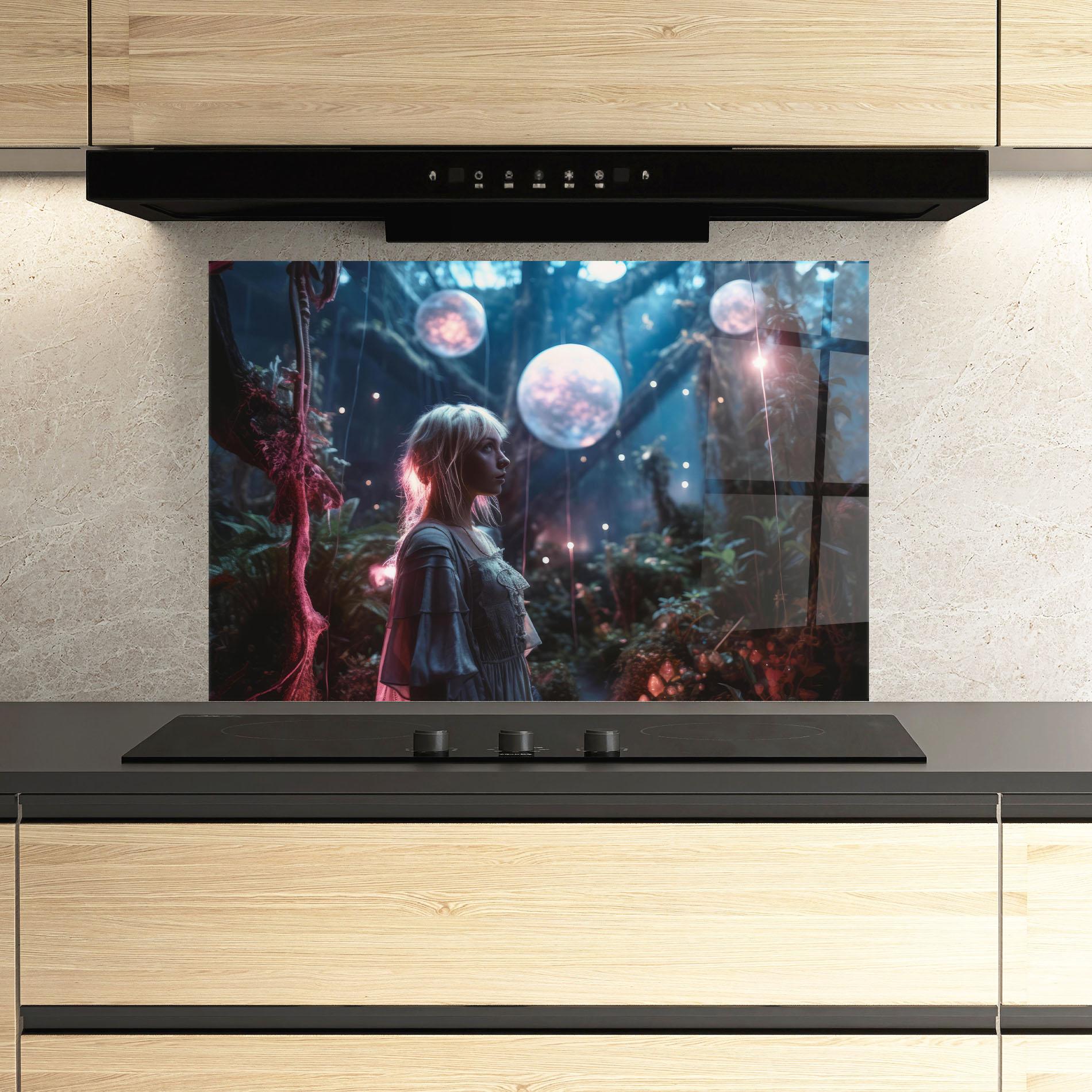 Küchenrückwand Glas Glowing Balls Floating mockup 3