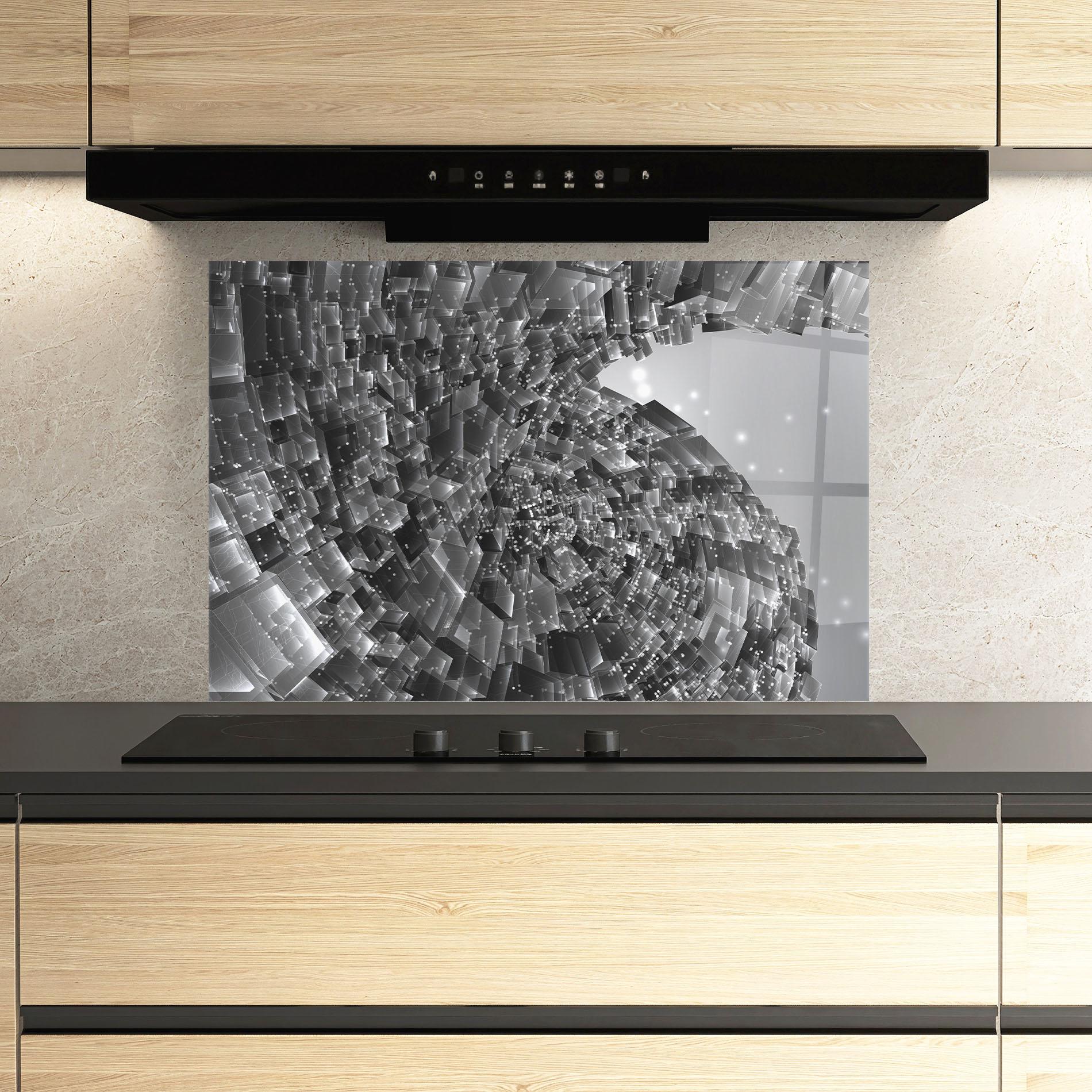 Küchenrückwand Glas Grey Shape View mockup 3
