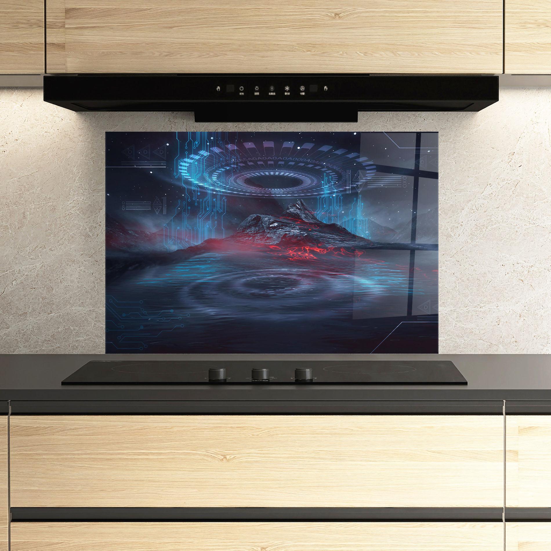 Küchenrückwand Glas Neon Space Galaxy mockup 3