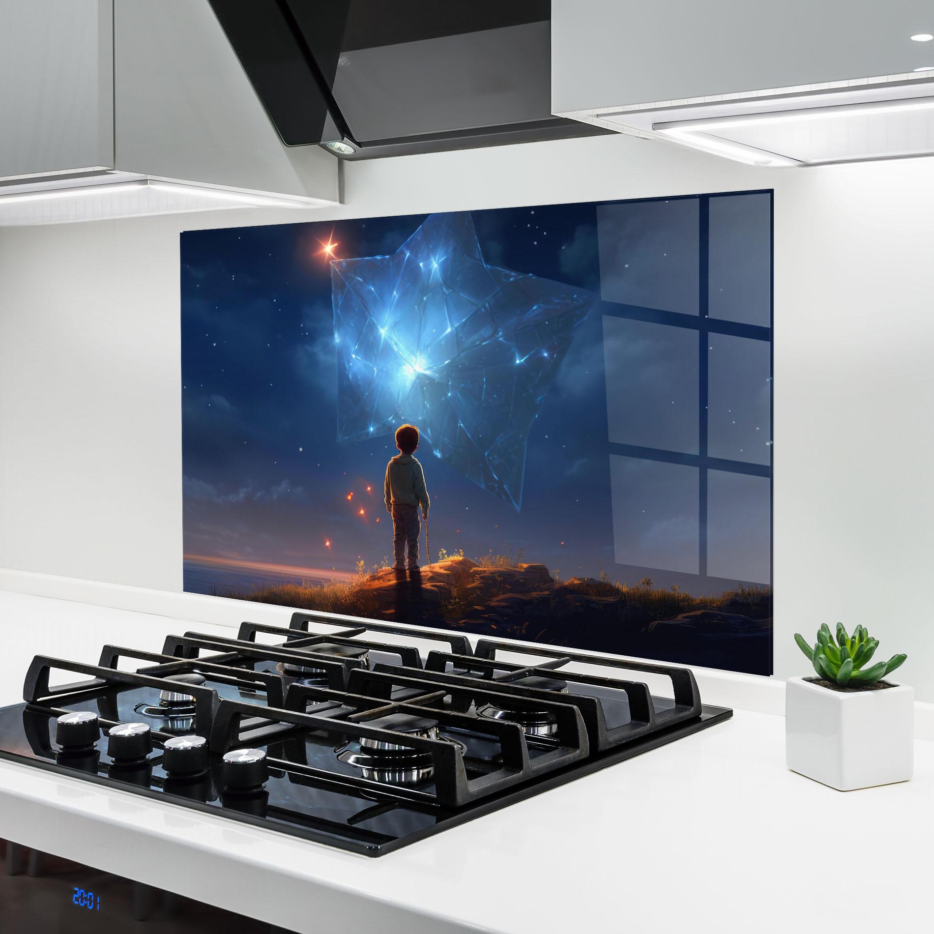Küchenrückwand Glas Blue Star Floating mockup 6