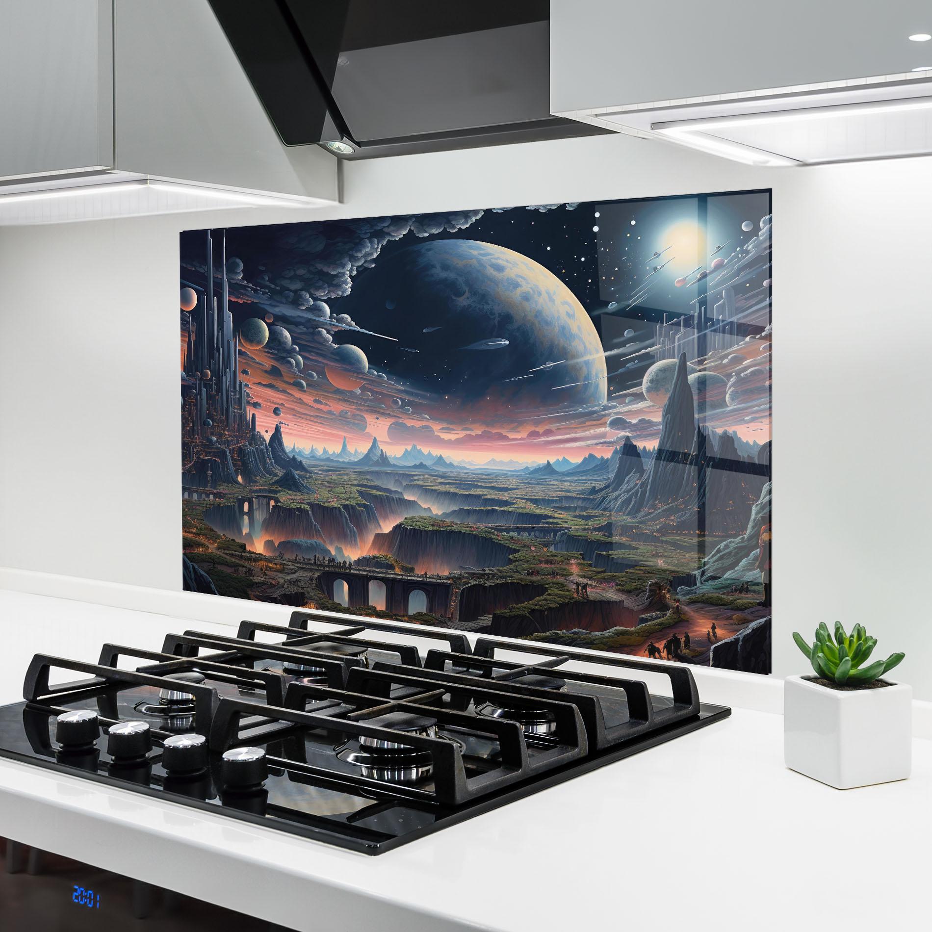 Küchenrückwand Glas Celestial Chronicler mockup 6