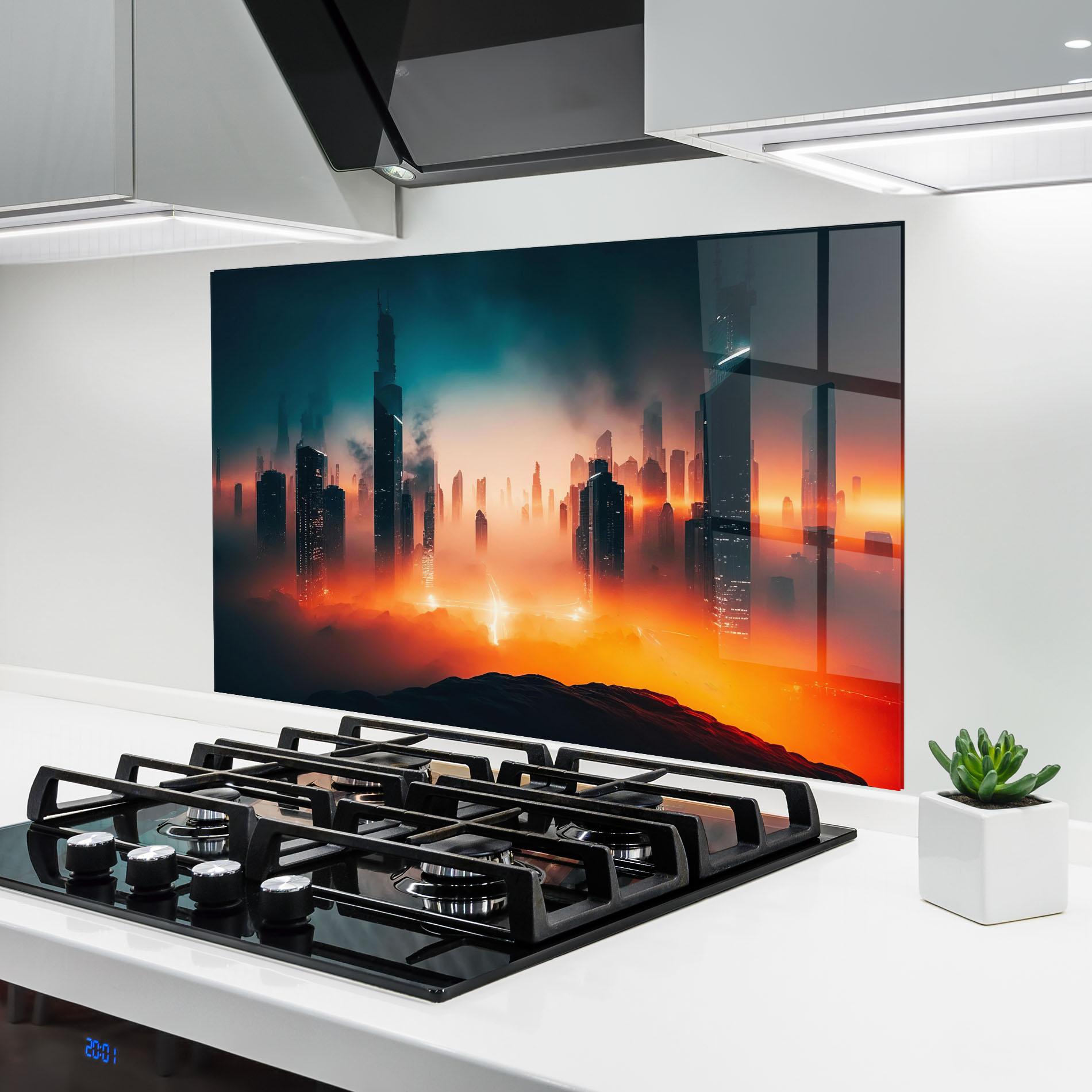 Küchenrückwand Glas City S Skyline mockup 6