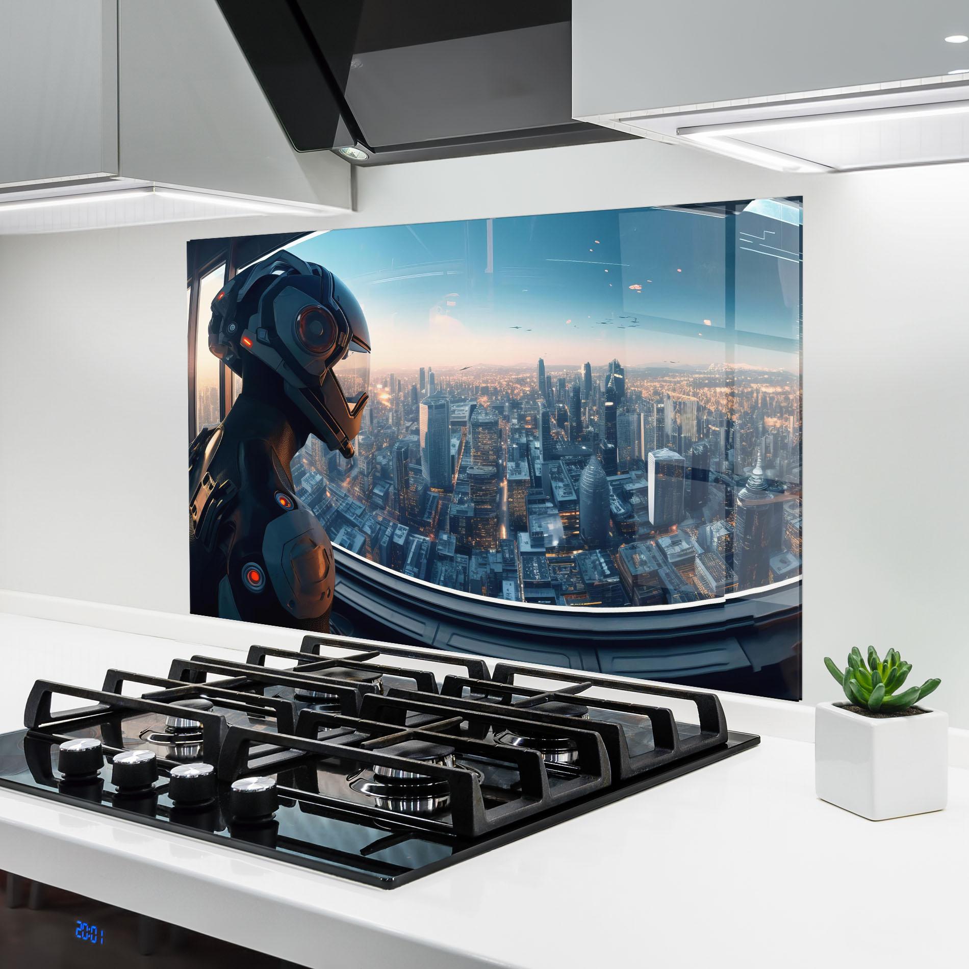 Küchenrückwand Glas Futuristic Robot mockup 6