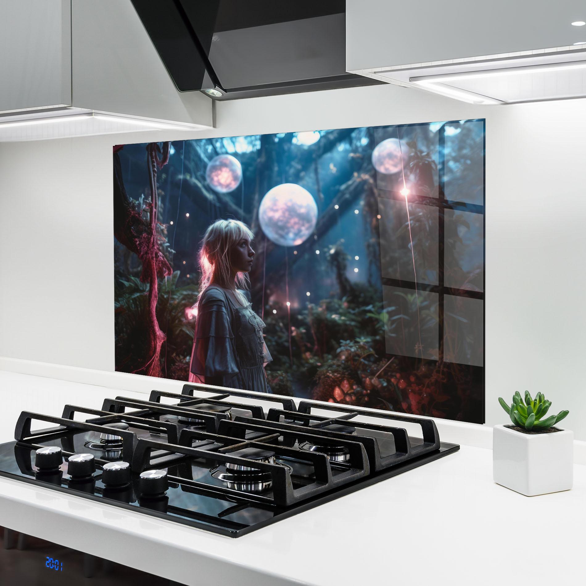 Küchenrückwand Glas Glowing Balls Floating mockup 6