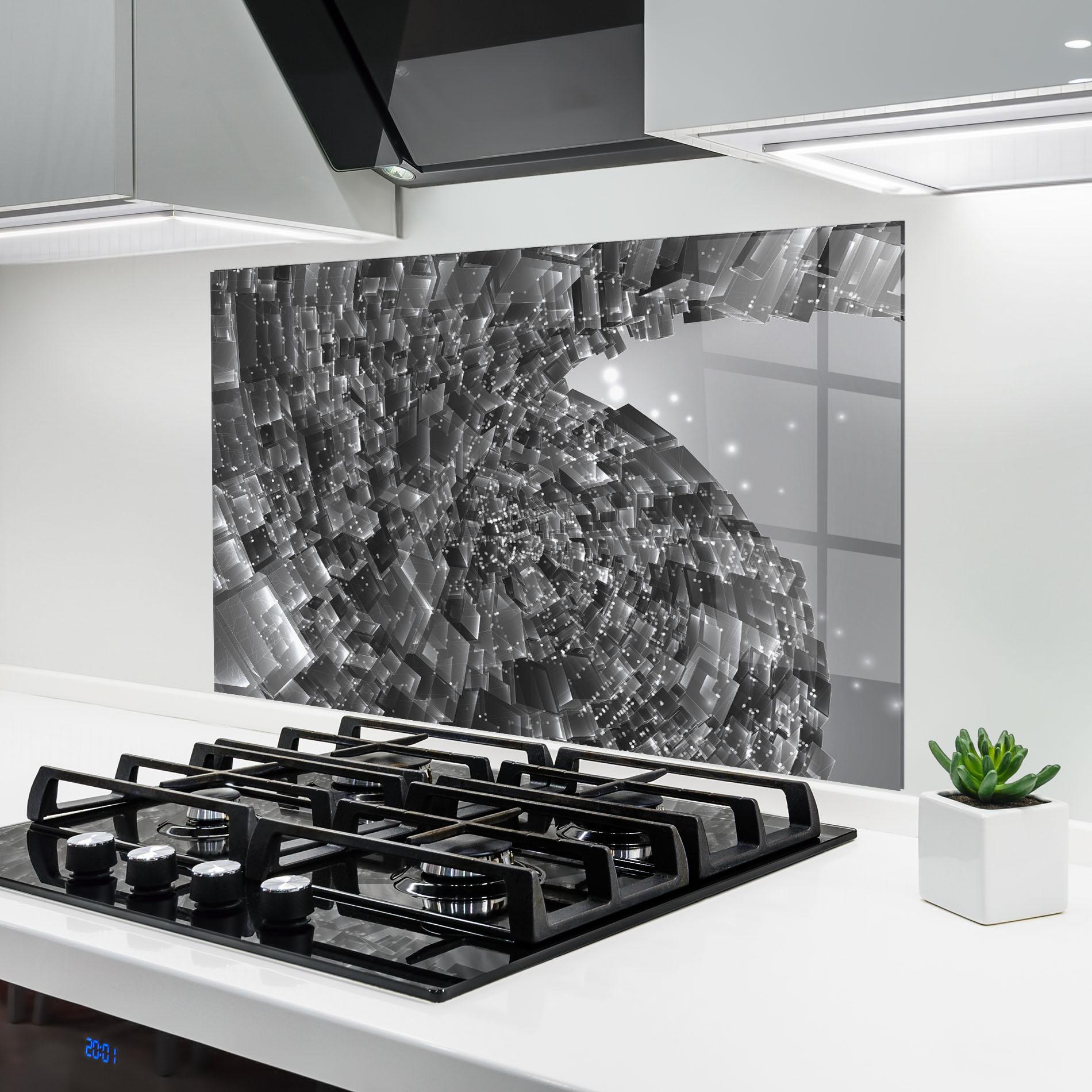 Küchenrückwand Glas Grey Shape View mockup 6