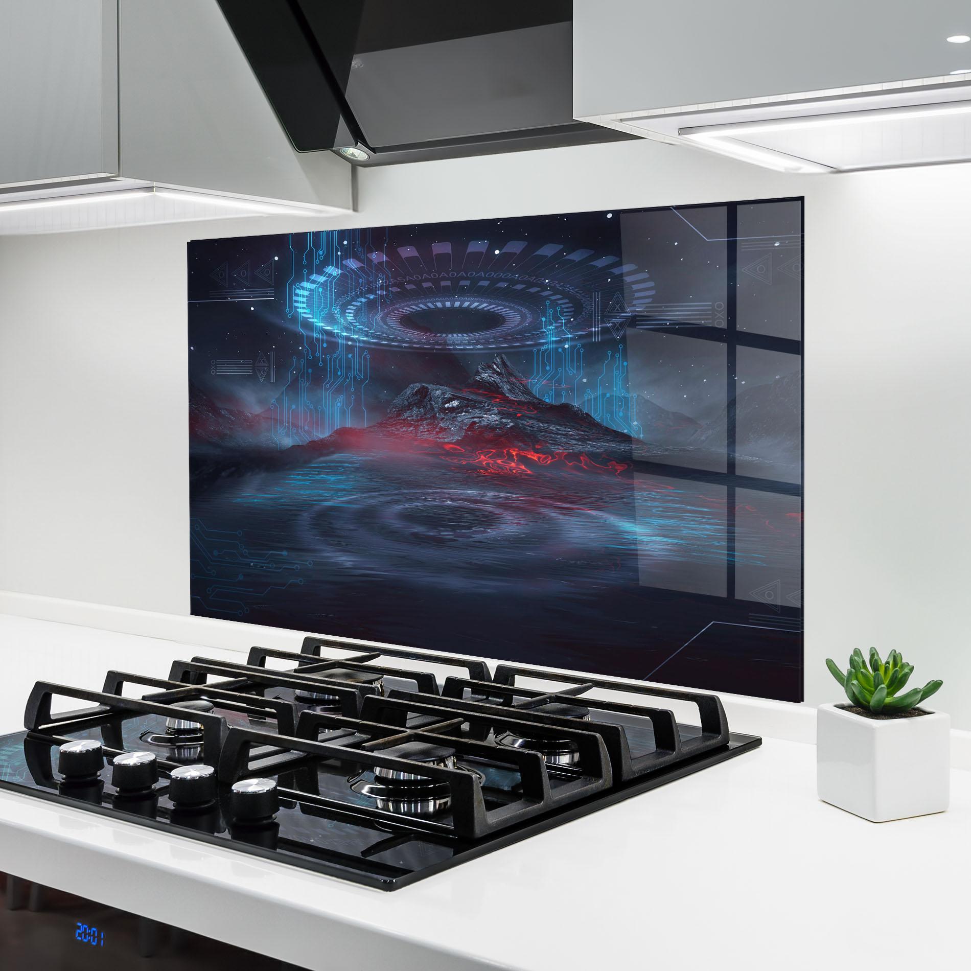 Küchenrückwand Glas Neon Space Galaxy mockup 6