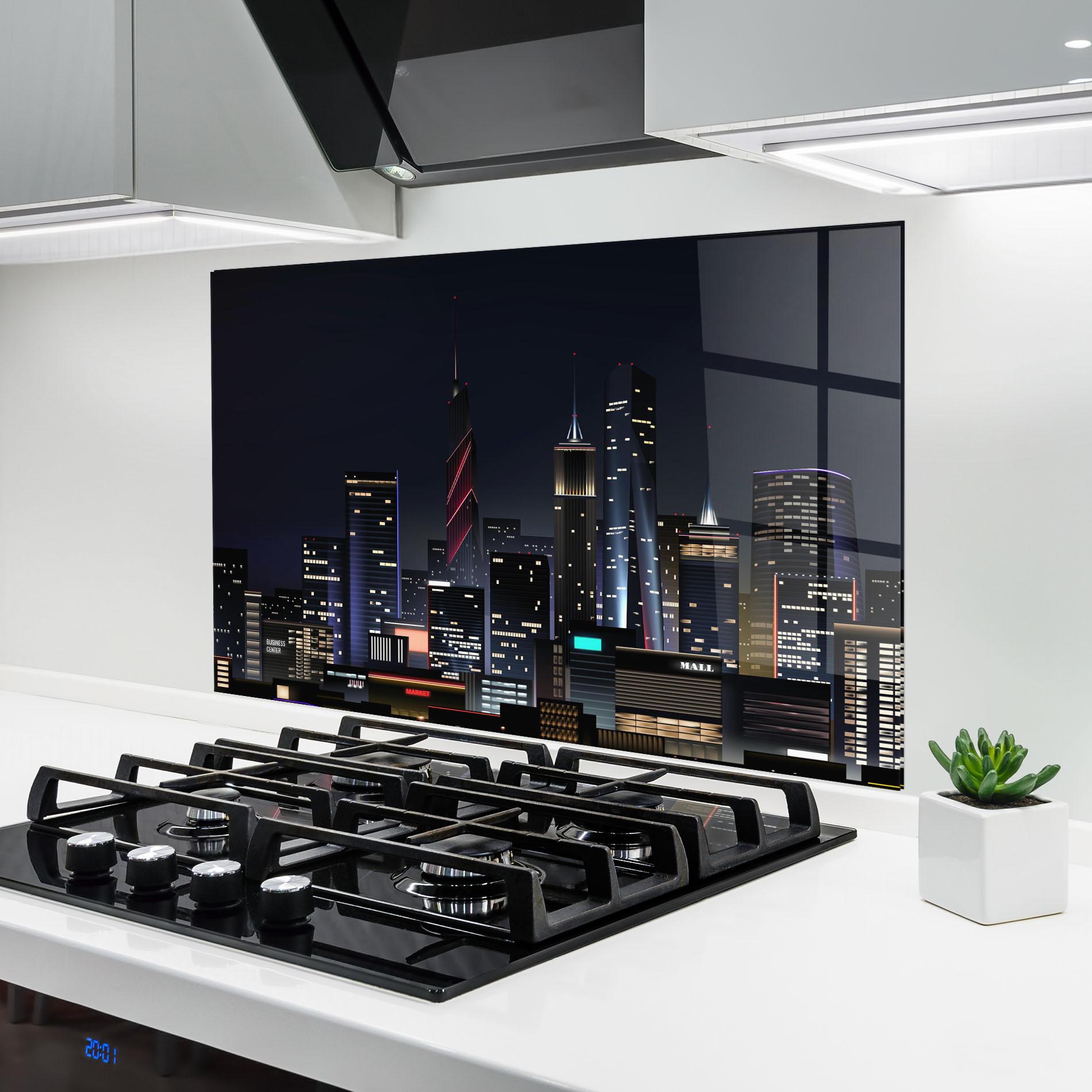Küchenrückwand Glas Night City mockup 6